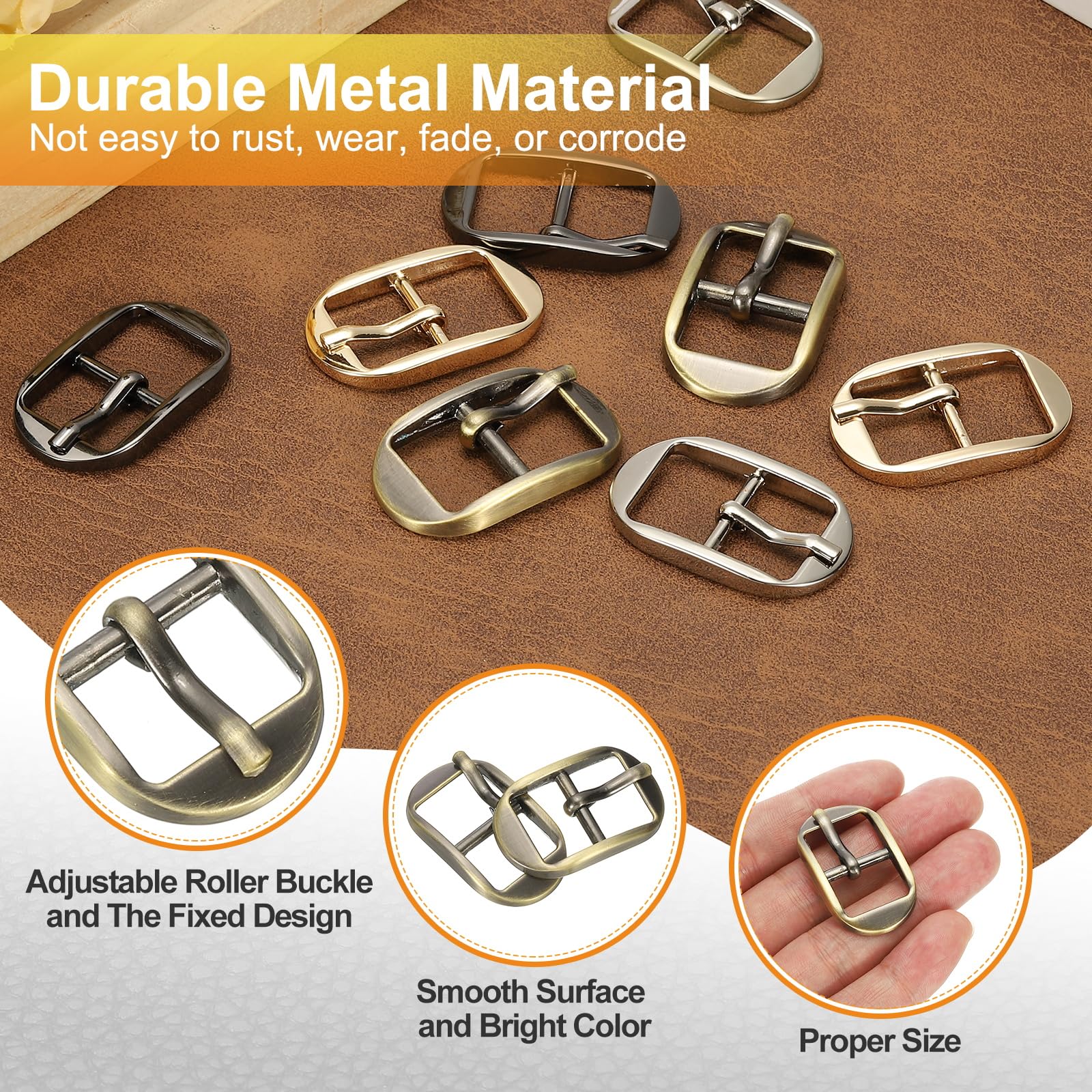 PATIKIL Bronze Metal Single Prong Buckle, 6 Pcs 0.6 Inch Adjustable, Classic Style, Suitable for Bags Shoes, Belts & More - Image 3