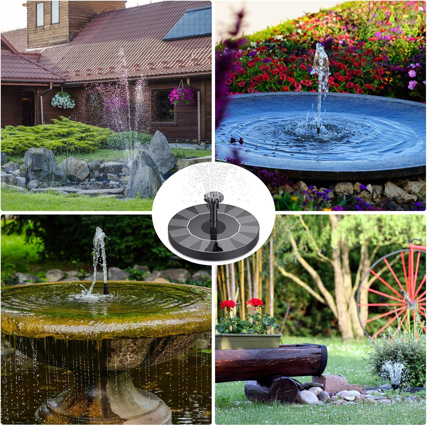 AISITIN 1W Solar Fountain 2025 Upgraded, Water Fountain Outdoor with 8 Nozzles Set & 4 Fixed Pipes, Solar Powered Water Fountain Pump for Outdoor Garden, Pond, Pool, and Bird Bath - Image 8