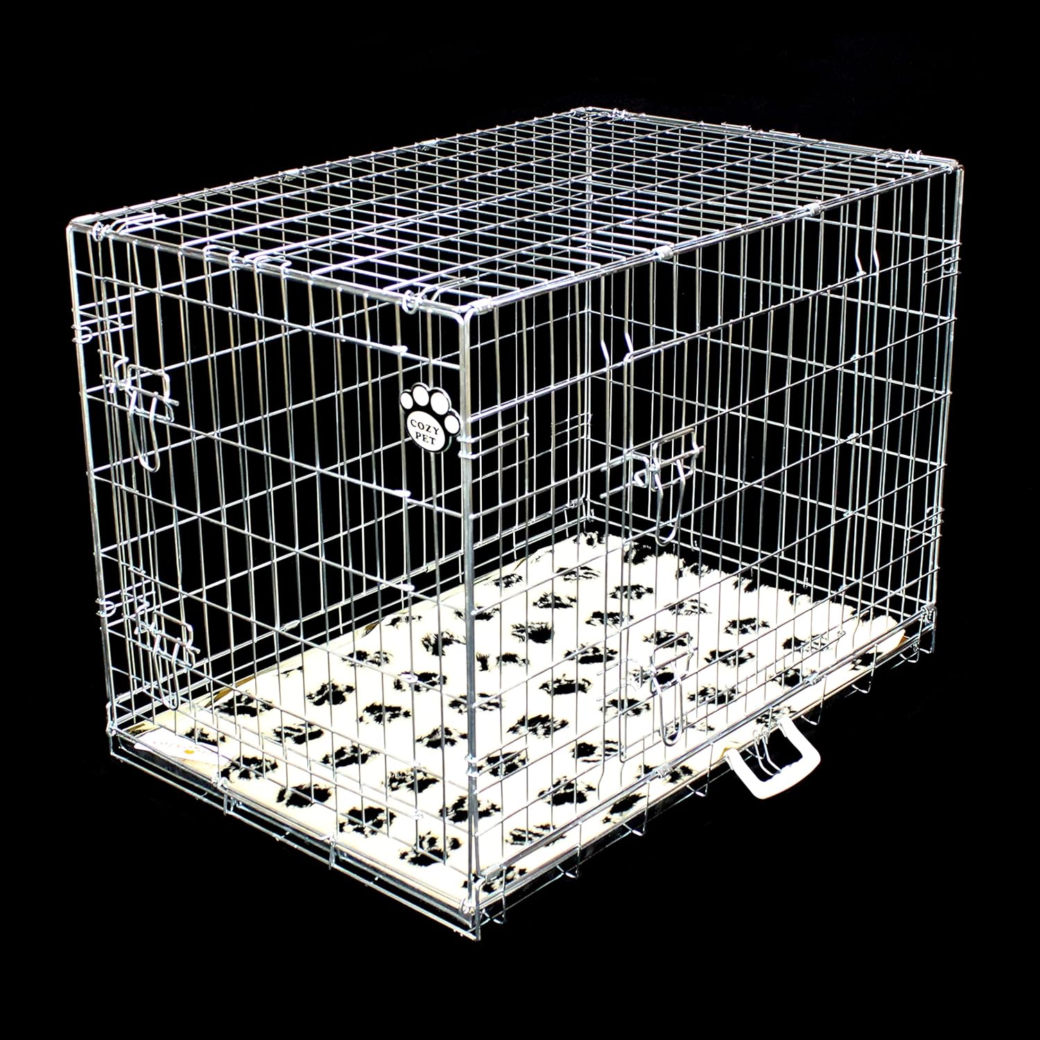 Cozy Pet Dog Cage 36" Silver With Taylored Vet Bedding Metal Tray