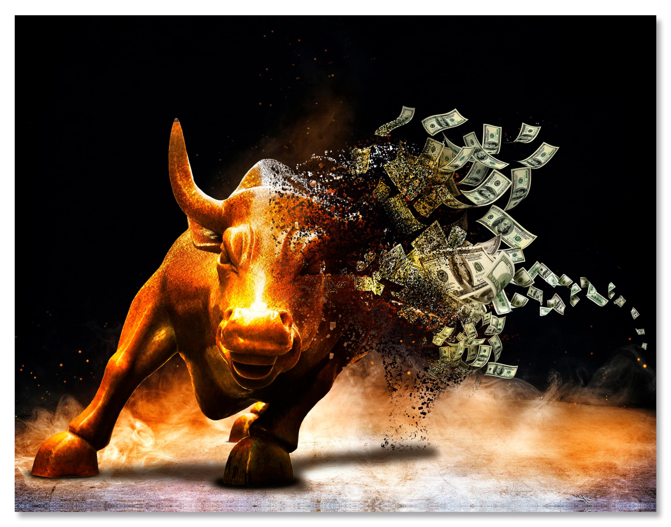 wandmotiv24 Leinwandbild Motivation, Querformat, Stier Moneybull M0133