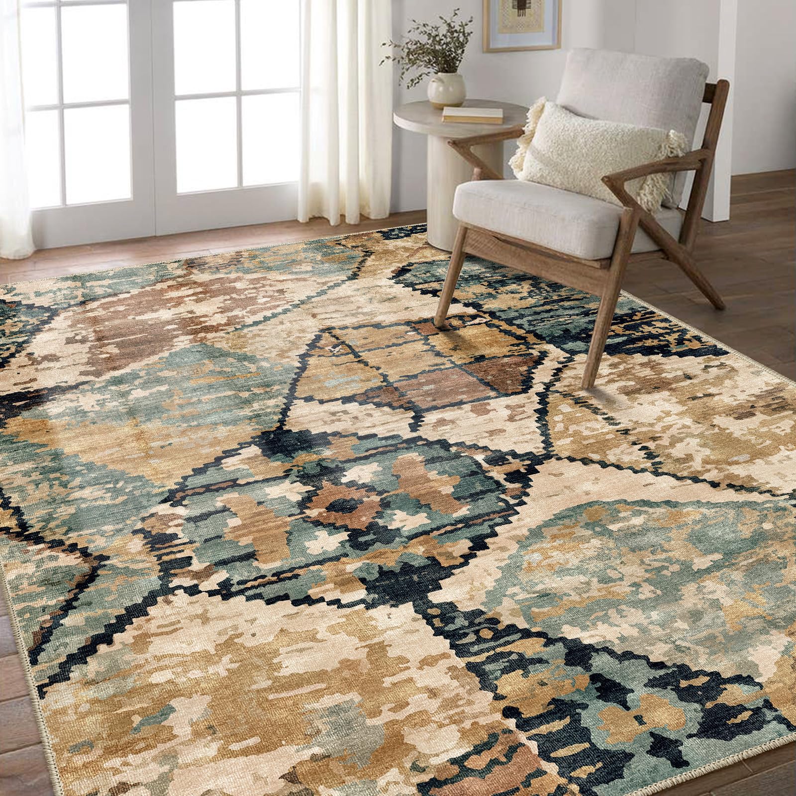 Area Rugs - 160x230cm Rugs for Living Room,Non Slip Indoor Boho Area Rug Carpet Home Décor for Entryway, Bedroom, Dining Room, Abstract