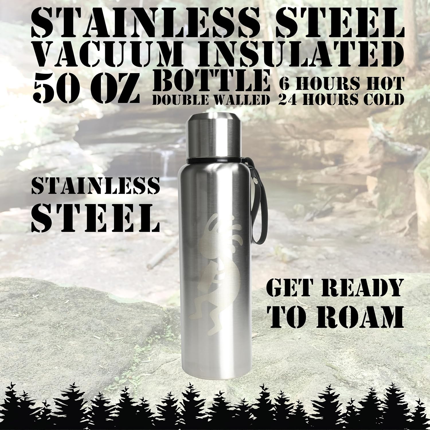 Aquapelli Vacuum Insulated Water Bottle, 50 Ounces, Stainless Steel - Image 2