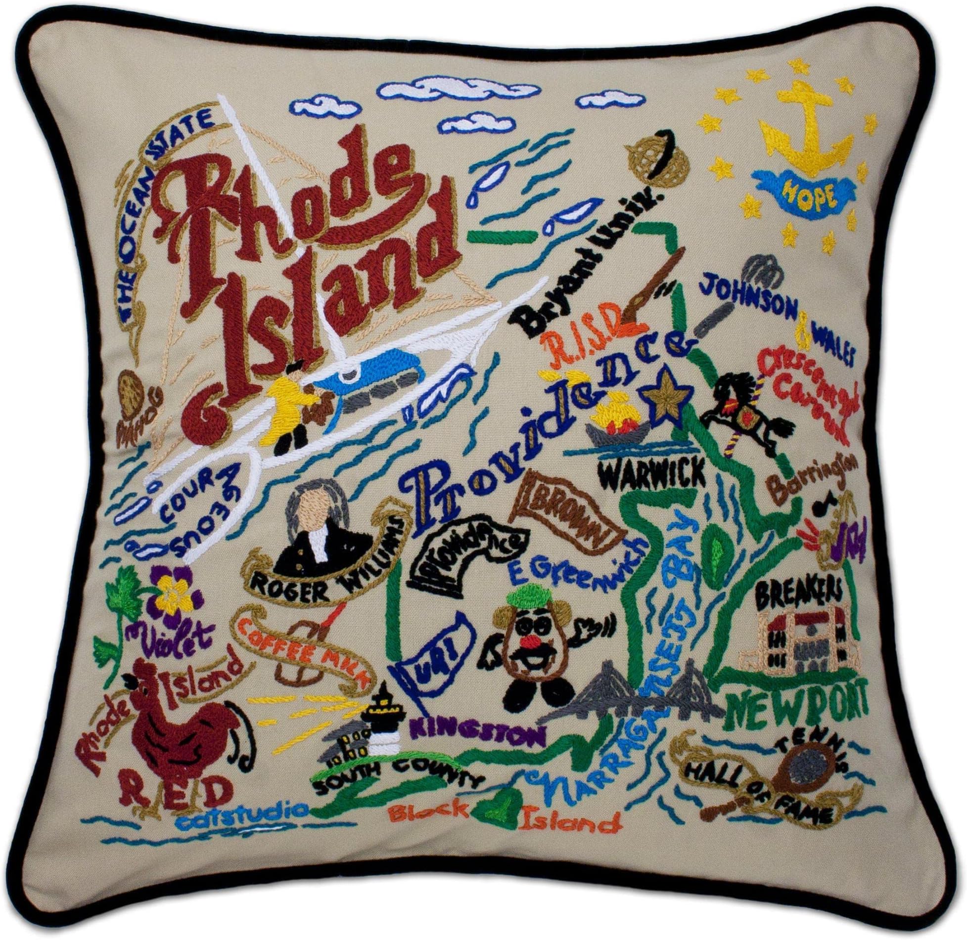 Sponsored Ad - Rhode Island Hand Embroidered Decorative Throw Pillow