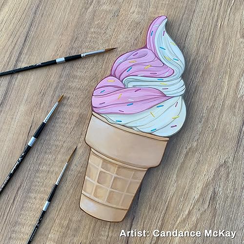 Miniatura 6 de Trekell Pinceles sintéticos - Juego de pinceles de pintura acrílica - Detalle profesional - Punta redonda y fina - Mangos de 6, 10 y 6 pulgadas