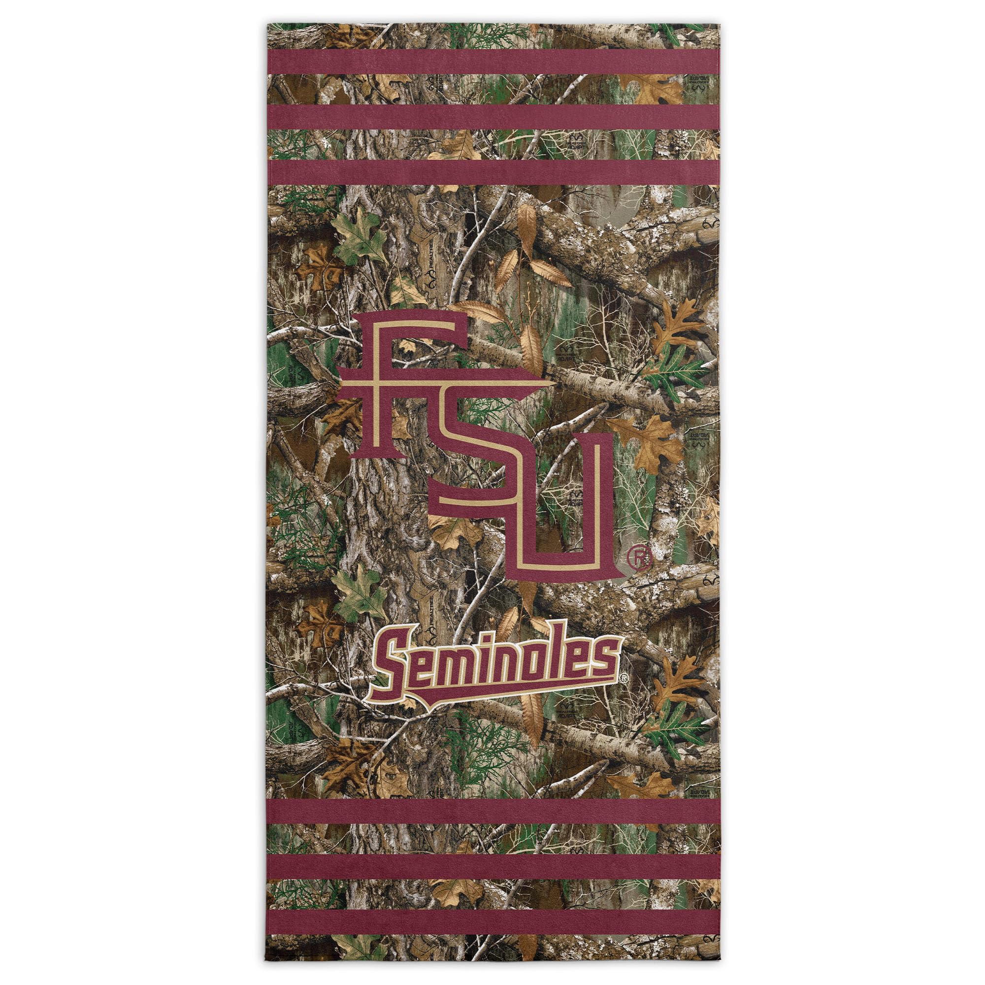 Northwest NCAA Florida State Seminoles Unisex-Adult Beach Towel, 30" x 60", Realtree Stripes