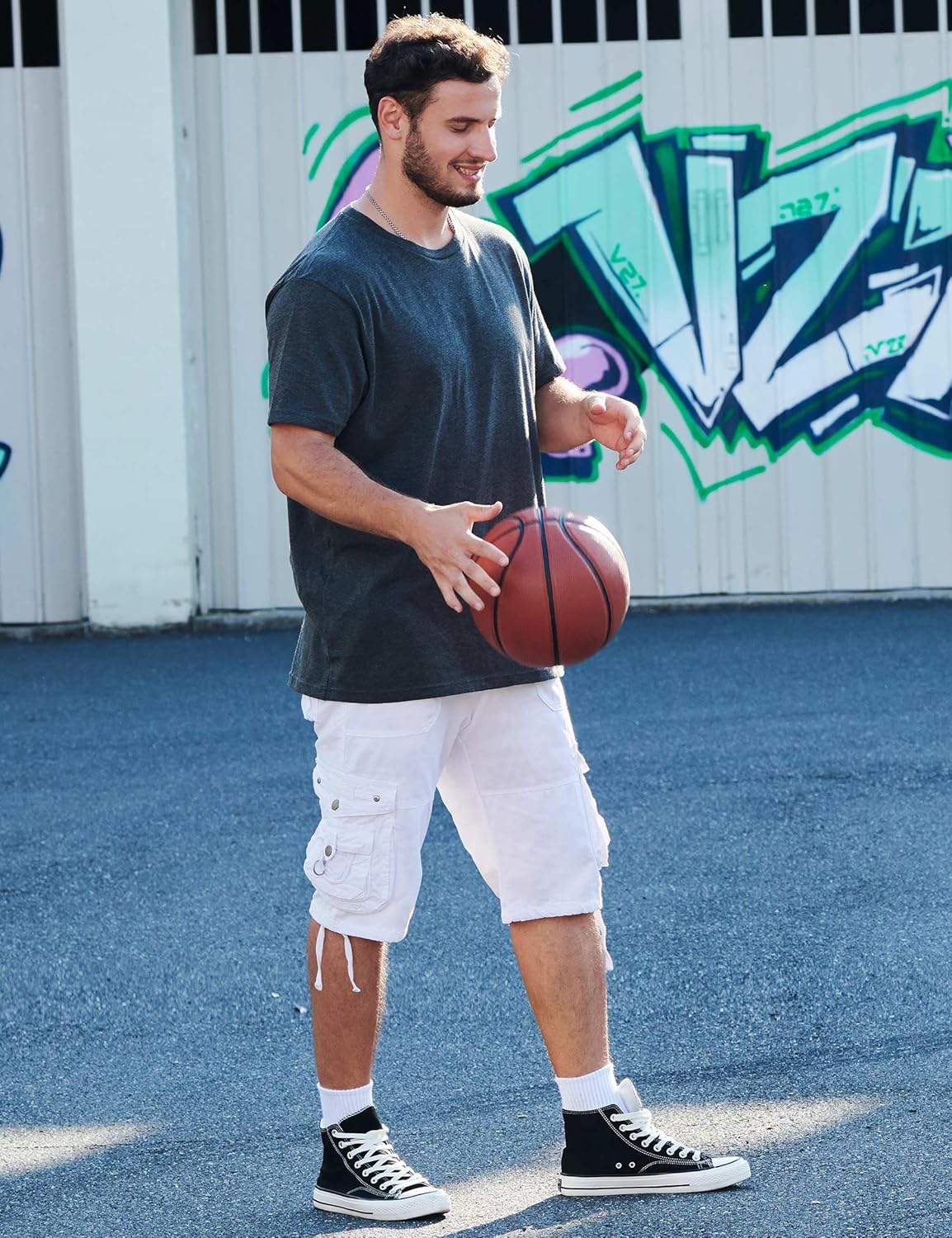 Mens Cargo Shorts Cotton Ripstop Straight Leg Below Knee Twill Casual Summer Long Shorts - Image 6