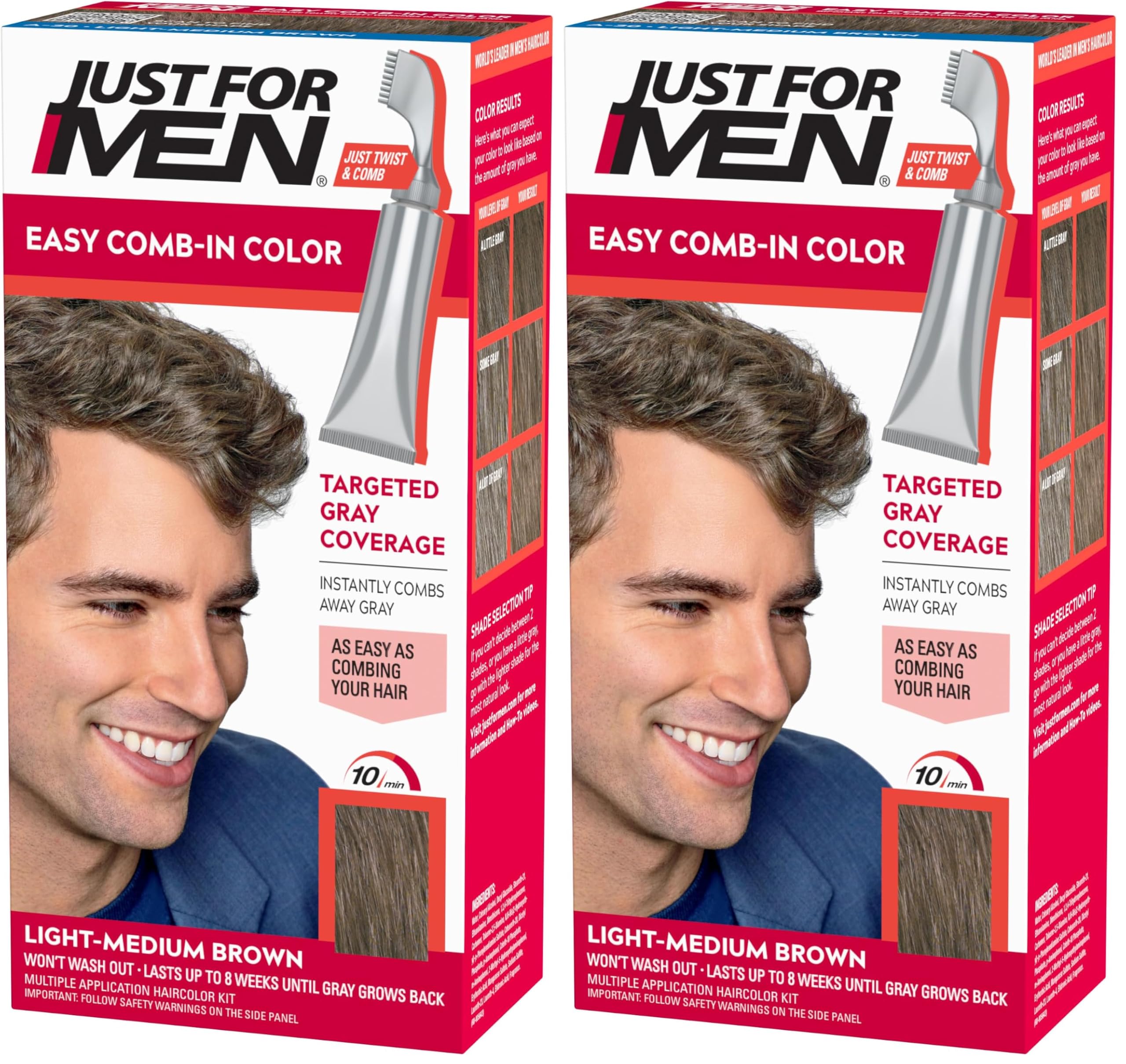 Just For Men Easy Comb-In Men's Hair Color for Gray Coverage