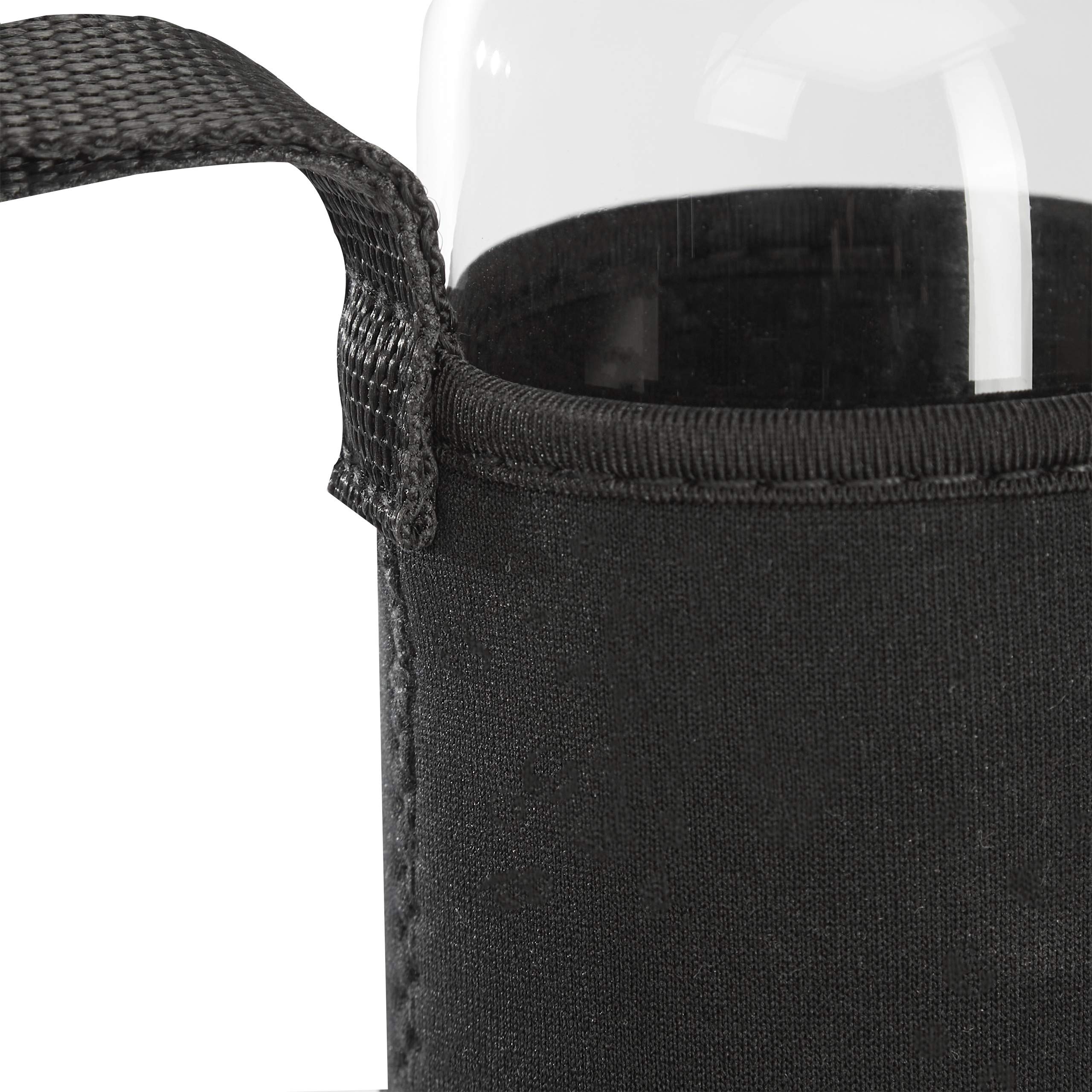 Relaxdays Set de 6 Botellas Agua con Funda, Aptas para Lavavajillas, Vidrio de Borosilicato, 500 ml, Transparente-Negro