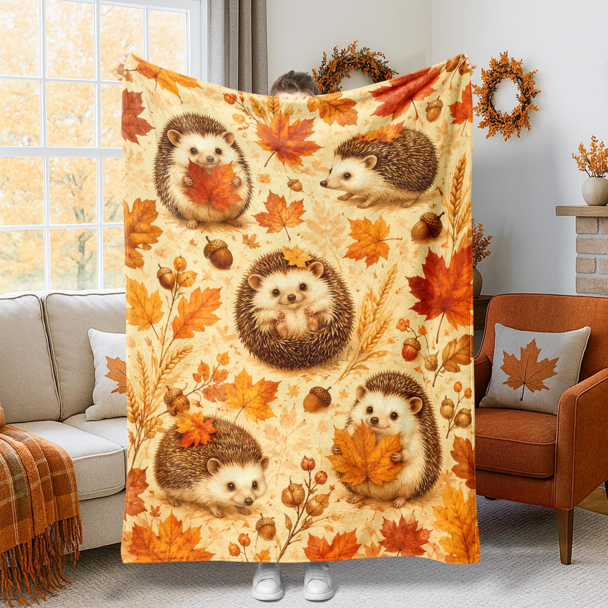 Couverture flanelle motif hérisson, un cadeau utile pour la maison