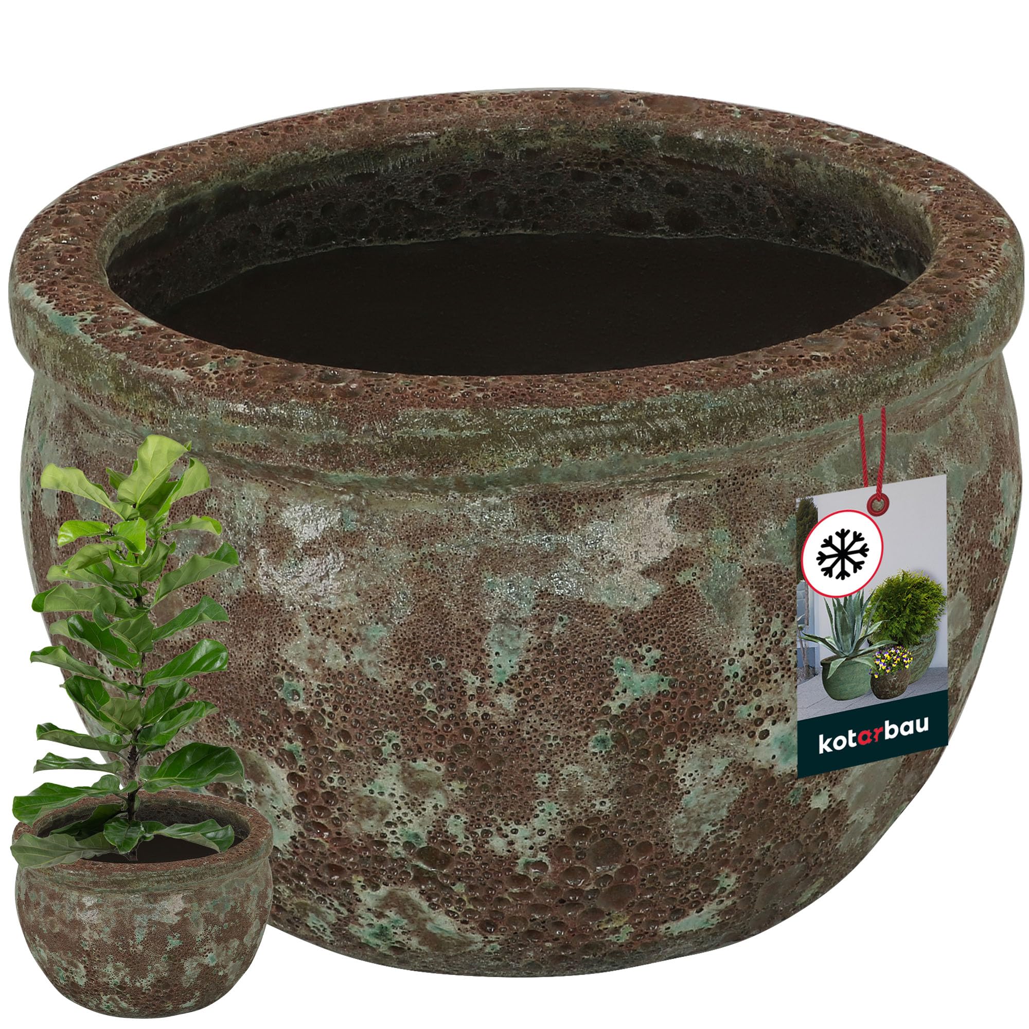 KOTARBAU® Blumentopf Keramik groß Höhe 16 cm ⌀ 28 cm Pflanzkübel für draußen Blumenkübel Outdoor groß & frostsicher Pflanzgefäße außen & innen Übertöpfe für draußen Orchideentopf Keramik Garten