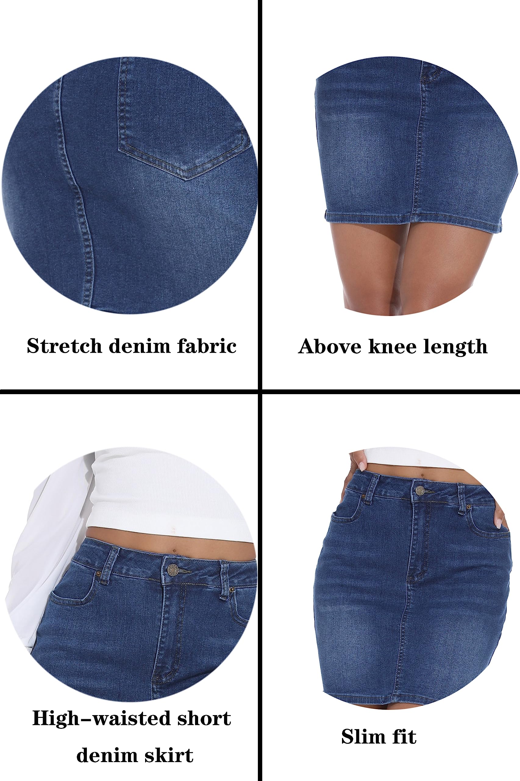 GUANYY Minifalda Vaquera para Mujer, Casual, elástica, Ajustada, de Cintura Alta