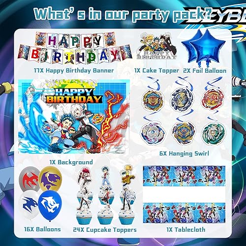 Miniatura 2 de Suministros para fiestas de cumpleaños decoraciones de fiesta de cumpleaños (Azul 66)