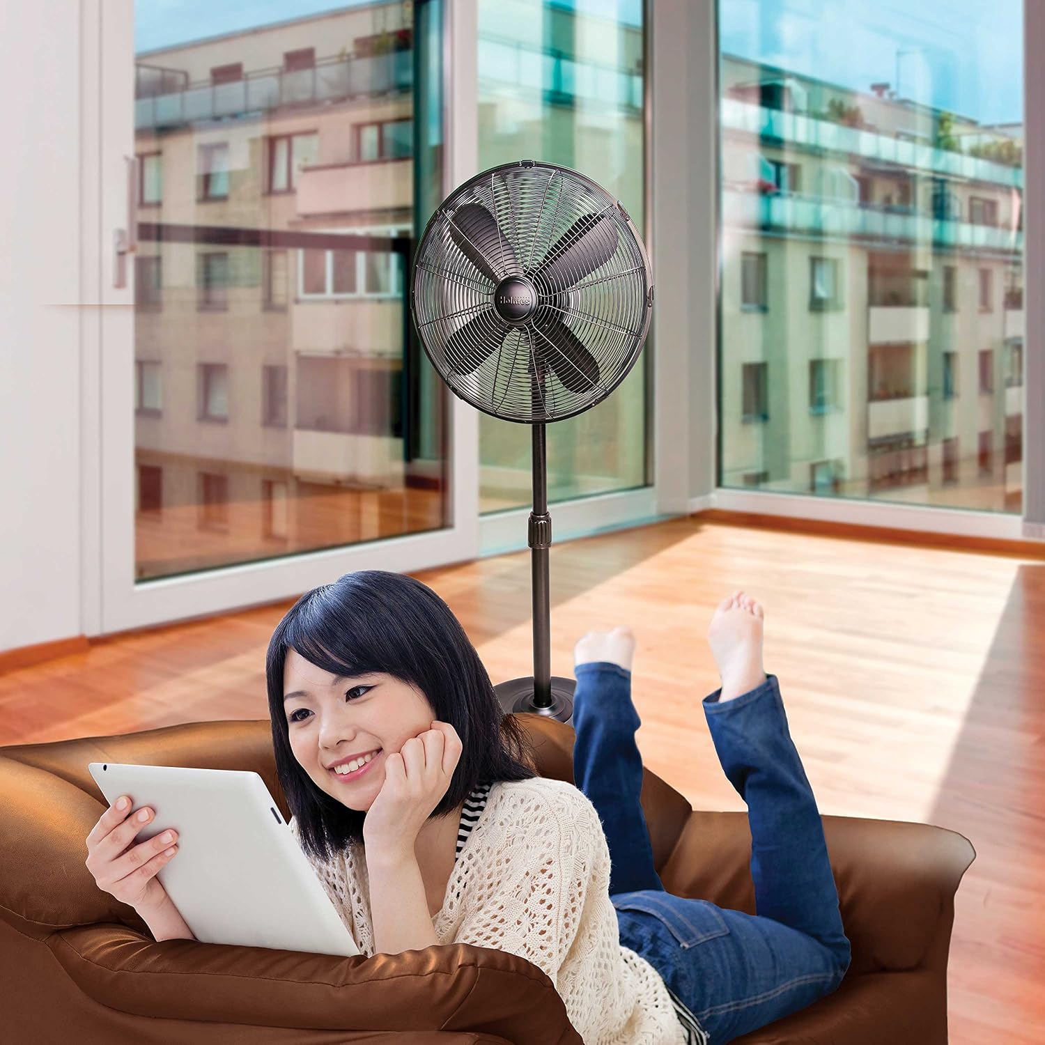 Amazoncom Holmes Hsf1606 Btu Stand Fan 16 Inch Brushed Antique Nickle Finish Home Kitchen
