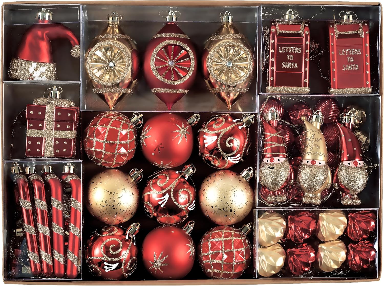 Valery Madelyn Christmas Tree Ornaments Set, 100ct Red and Gold Shatterproof Christmas Tree Decorations Bulk, Luxury Hanging Ball Ornaments Bulk for Xmas Holiday Party Decor