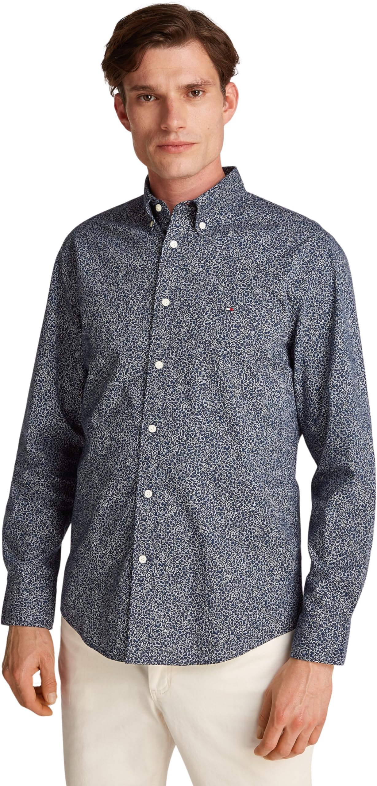 Tommy Hilfiger Flex Poplin Linr Floral RF Shirt Mw0mw38089 Camicia L/S Unisex - Adulto (Pacco da 1)