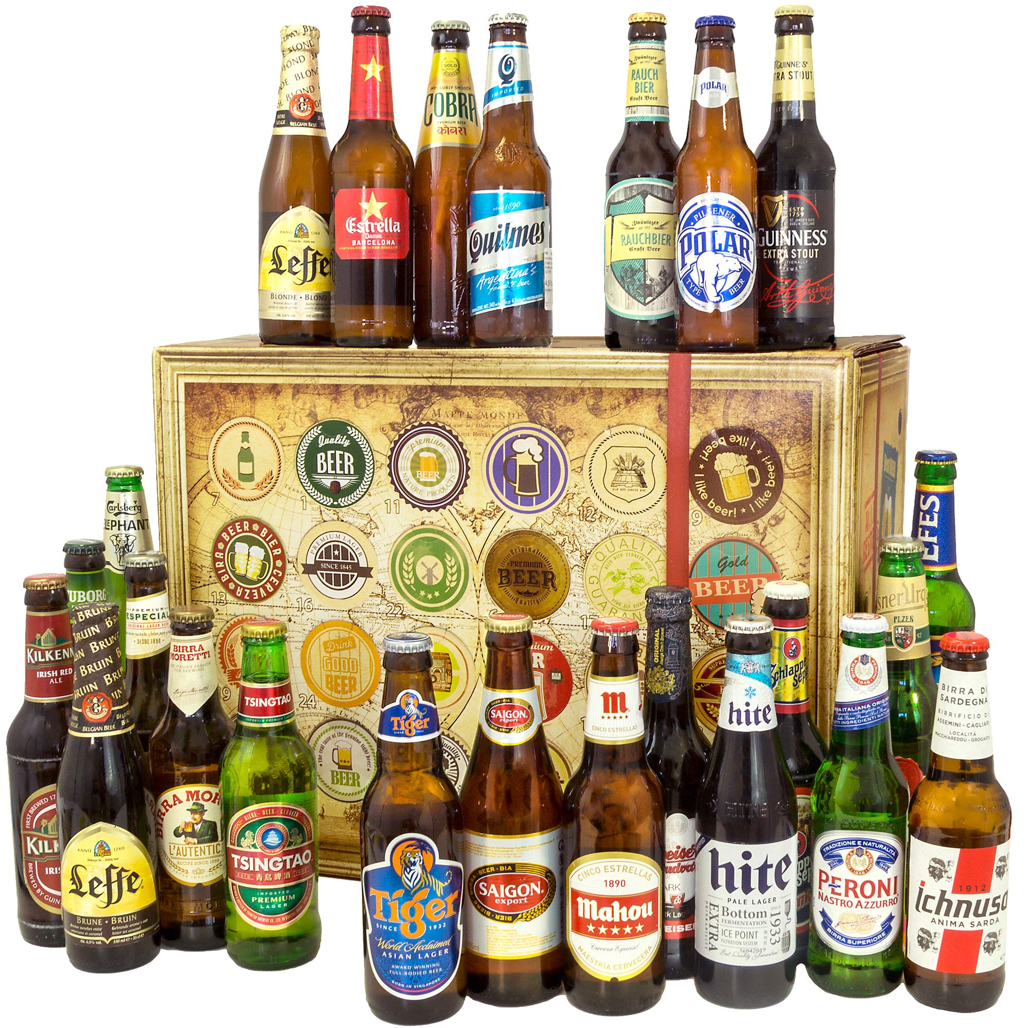Biere der Welt / 24 Bierflaschen/Geschenkset Geburtstag Ehemann