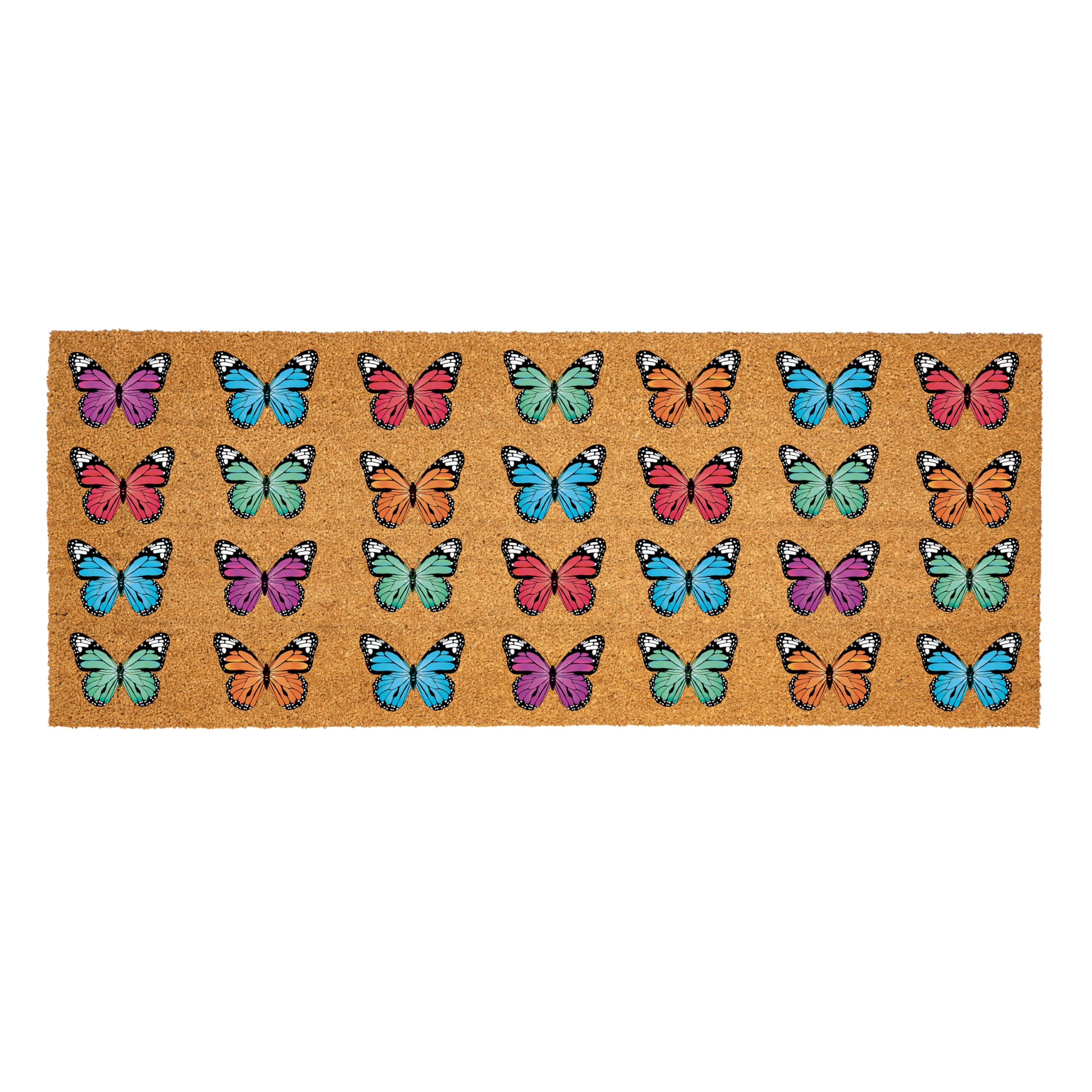 Evergreen Nature Coir Doormat, 2'x5' Large Front Door Mat for Spring Decoration, Outdoor Indoor Entrance Rug, Non-Slip Welcome Mat for Doble Doors