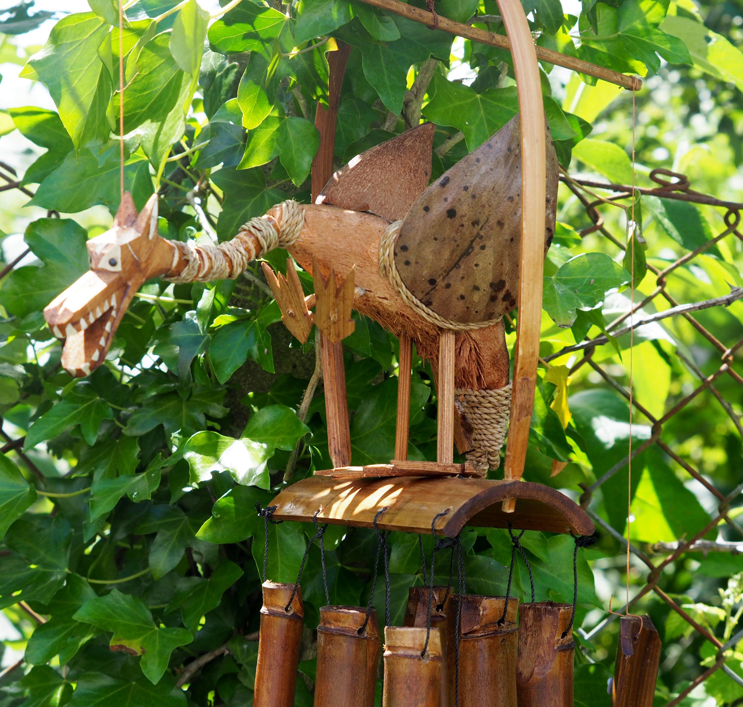 Minster 1949 Large Nodding Head Animal Bamboo & Coconut Wind Chimes - Dragon