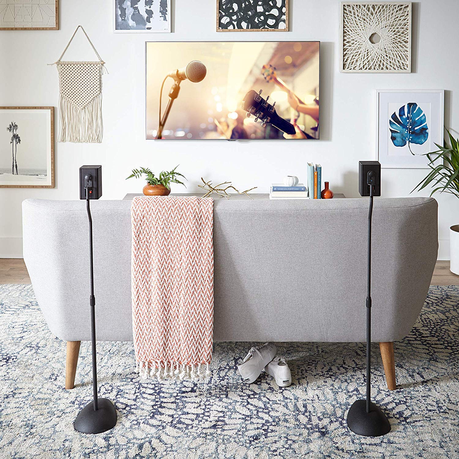 ECHOGEAR Surround Sound Speaker Stand Pair Height Adjustable with Universal Satellite Speaker