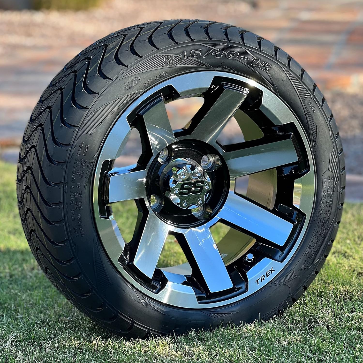 TREX 12" Atlas Machined/Black Wheel and Tire Combo Set of