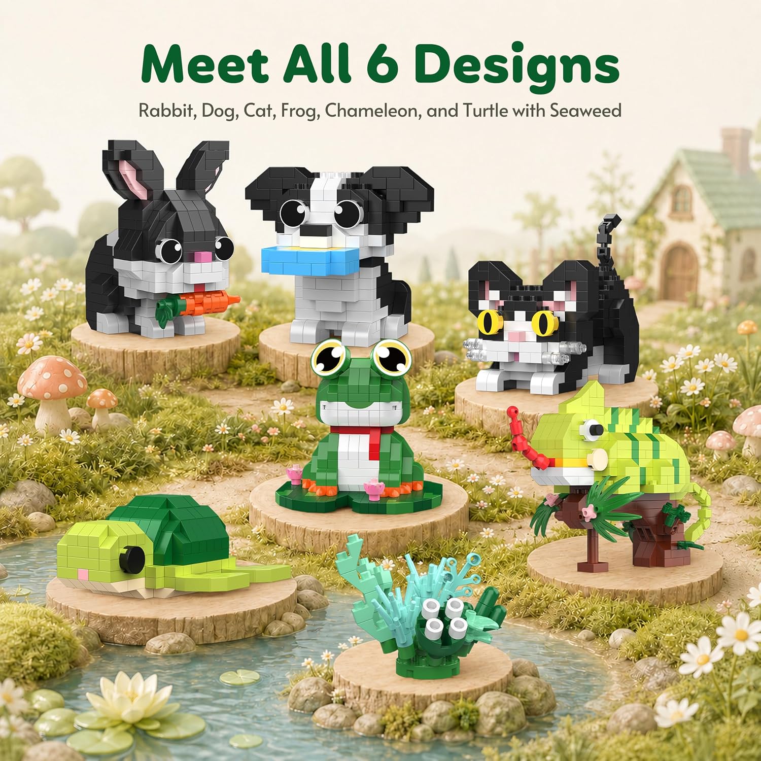 Mini Animal Building Blocks Set, 6 Micro Brick Models image 2