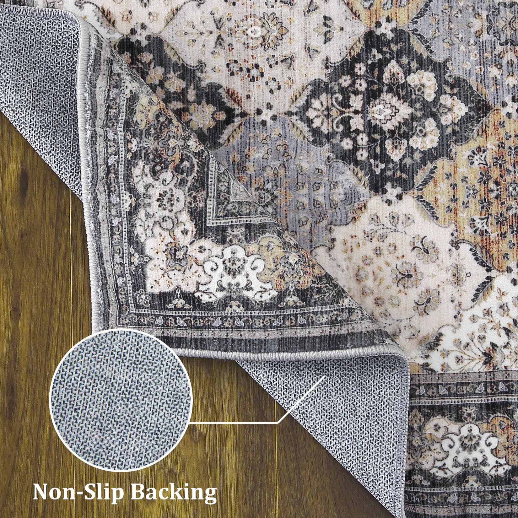 Garvee Tapis Bohème, Lavable en Machine – Antidérapant Et Déperlant, Motif Floral Marocain – Idéal pour Le Salon, La Chambre, La Salle à Manger, Le Bureau Et La Cuisine – Format Couloir 120 x 170 Cm