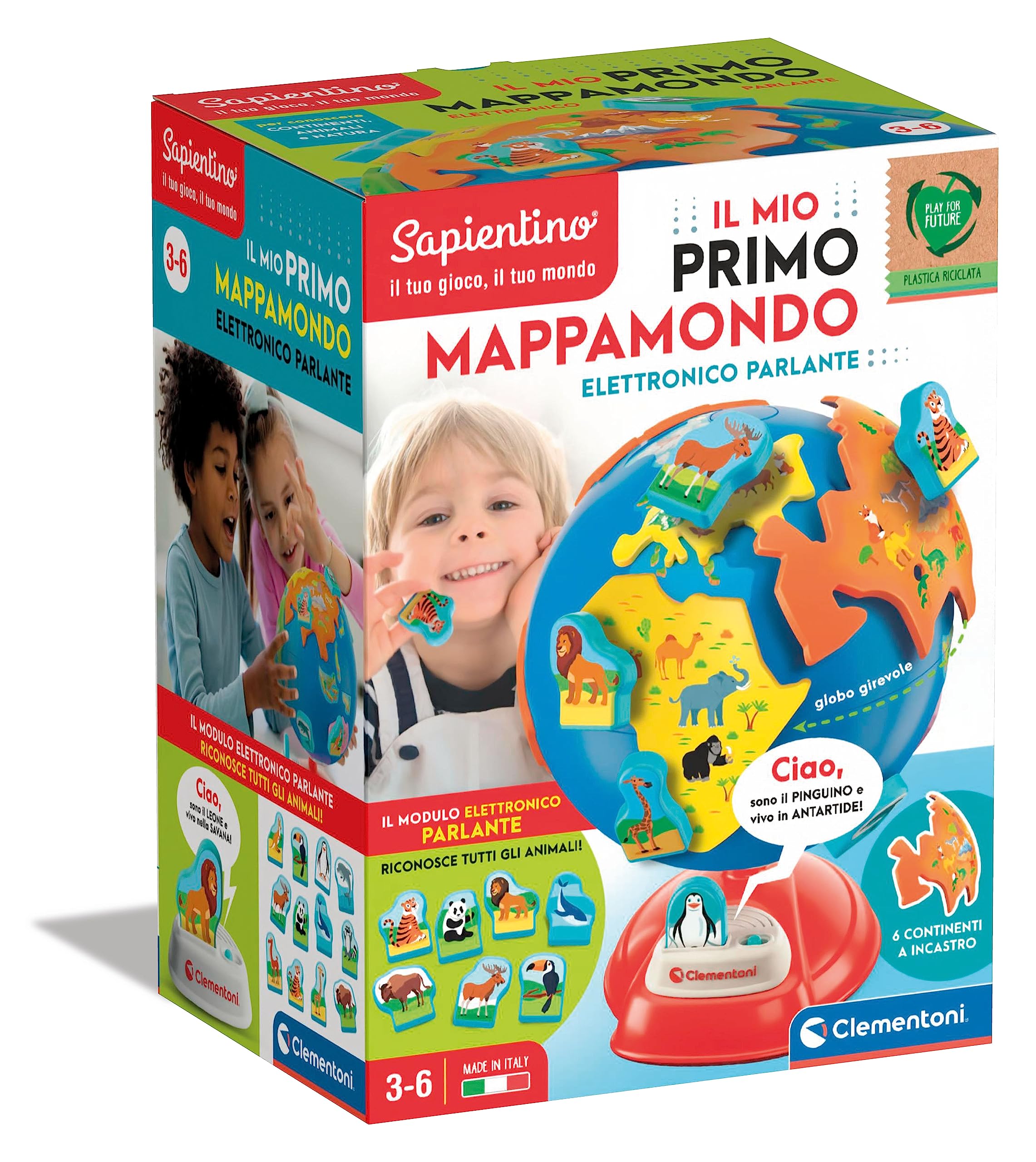 Clementoni Sapientino Il Mio Primo Mappamondo Elettronico Parlante Gioco Educativo per Bambini 3-6 Anni