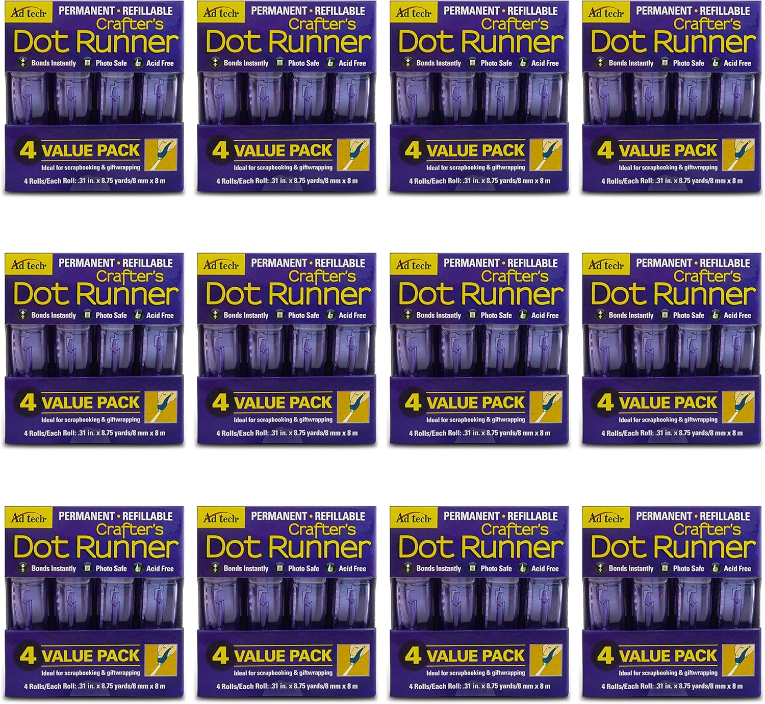 AdTech Dot Glue Runner-Case Pack, PURPLE 12 Pack : Office Products