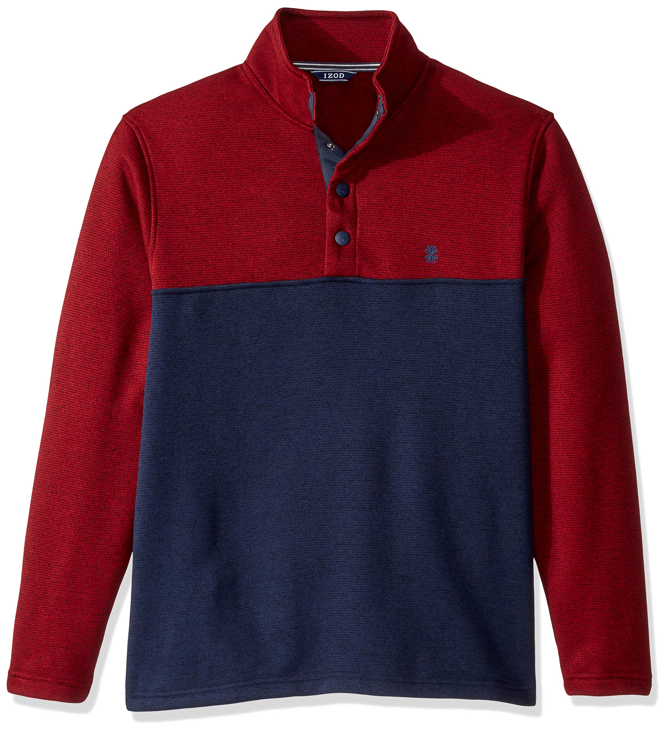 Men's Premium Essentials Spectator Button Mock Neck Colorblock Fleece  Pullover Sweater