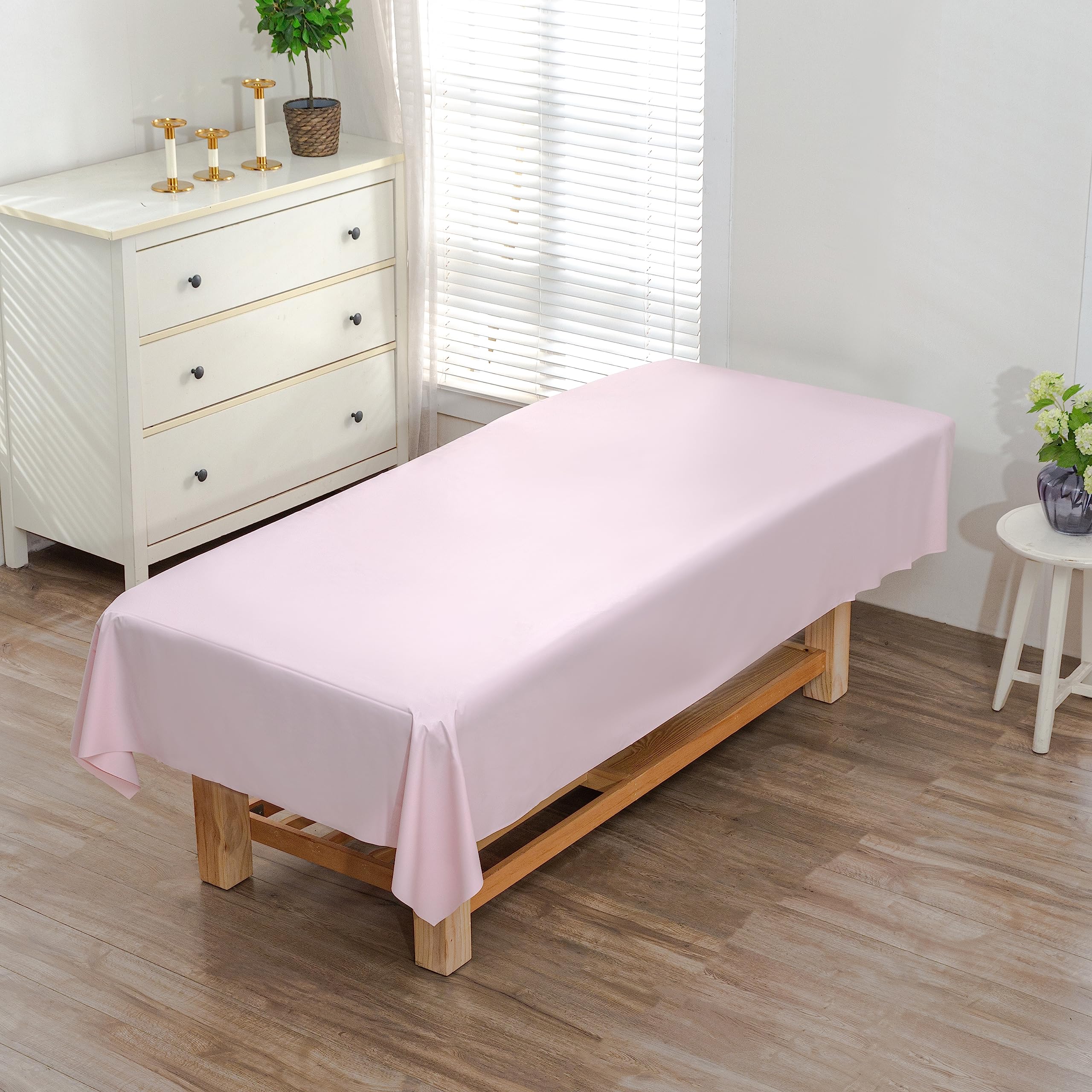 Drap table massage imperméable PVC rose housse lit spa esthétique - 8
