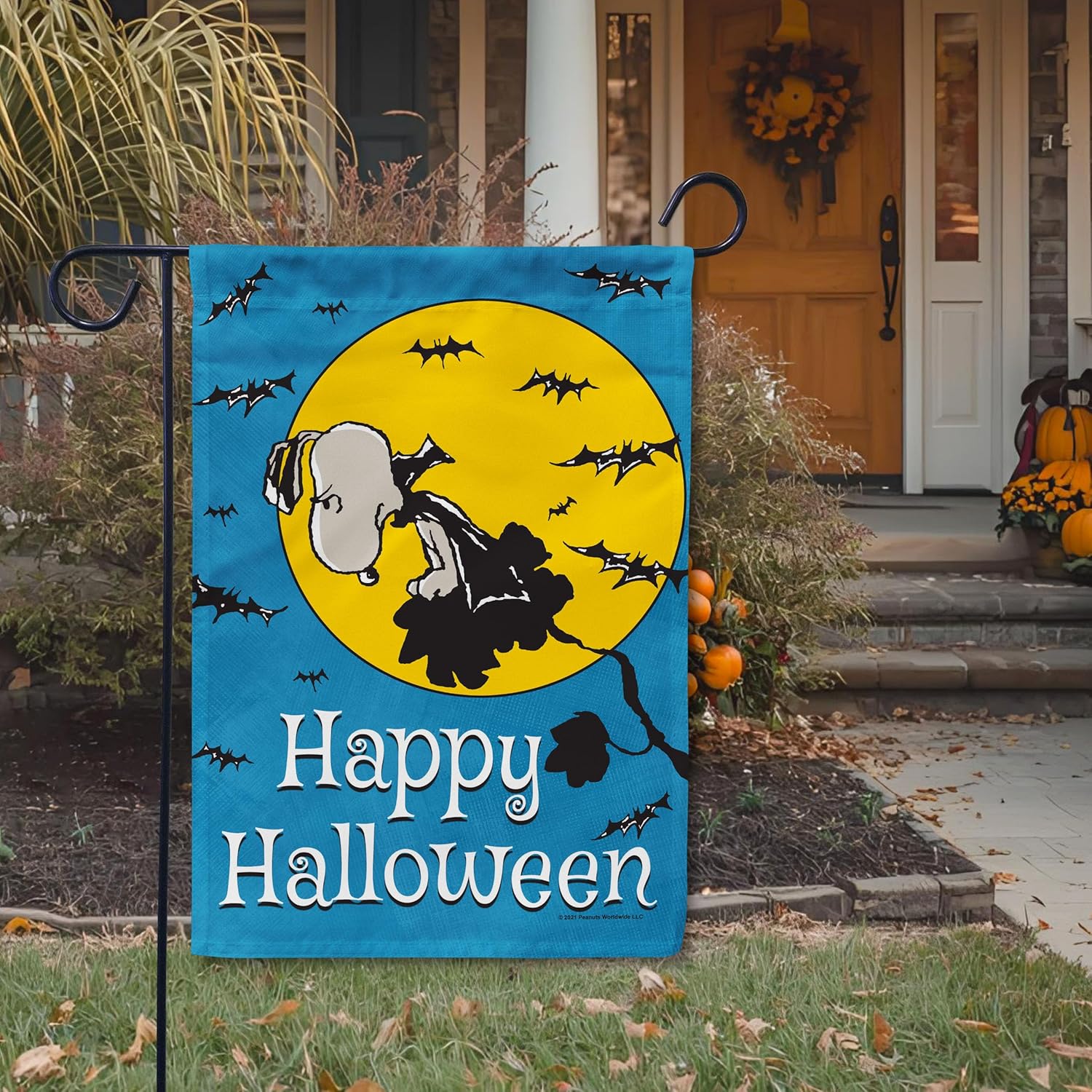 Flagology, PEANUTS Vampire Snoopy Happy Halloween – Garden Flag 12" x 18", Officially Licensed PEANUTS®, Halloween