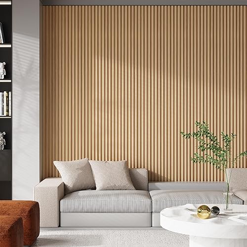 Miniatura 7 de Paquete de 8 paneles de pared con listones WPC, paneles de pared 3D, resistentes al agua y de fácil instalación, paneles de pared con listones