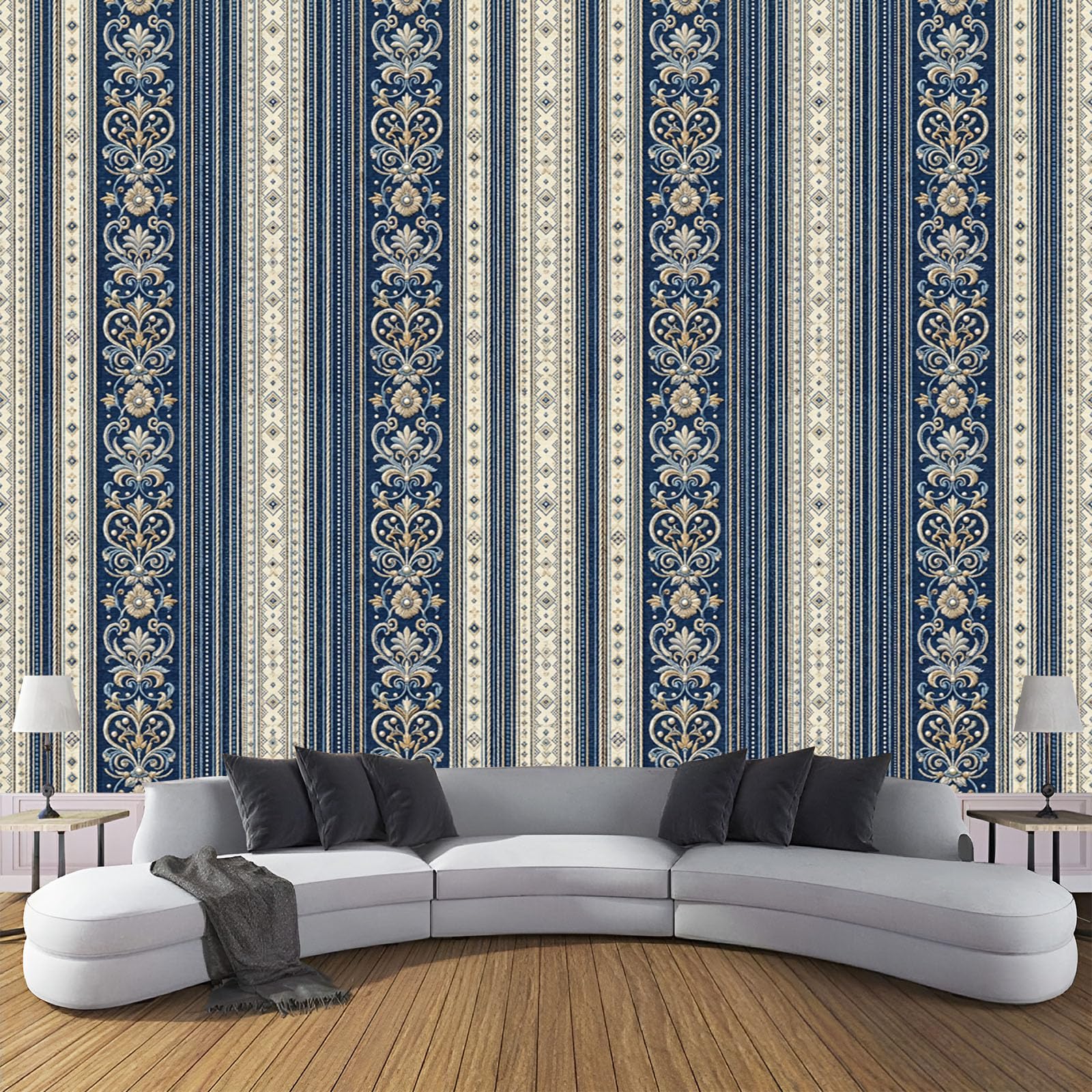 Papier peint fleurs nordiques rétro pour sublimer le mur de votre salon de standing