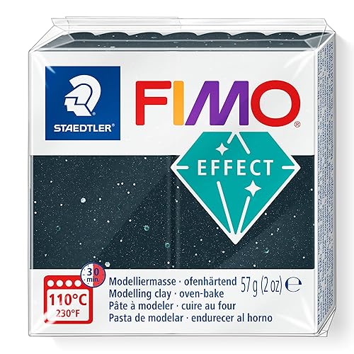 STAEDTLER 8010-903 FIMO Effect - Arcilla de modelado de polímero endurecedor para horno, granito negro piedra (1 bloque de 2.01 oz)