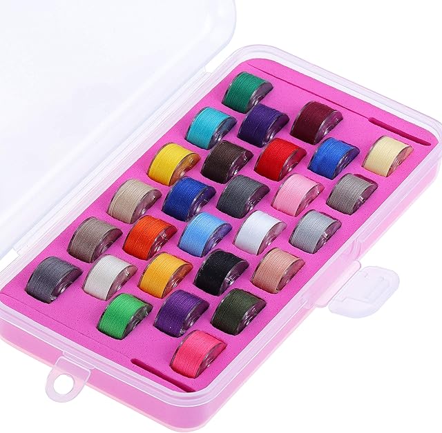 New brothread 28pcs Assorted Colours 60S/2 (90WT) Prewound Bobbin Thread Plastic Size A SA156 for Embroidery and Sewing Machine DIY Embroidery Thread Sewing Thread