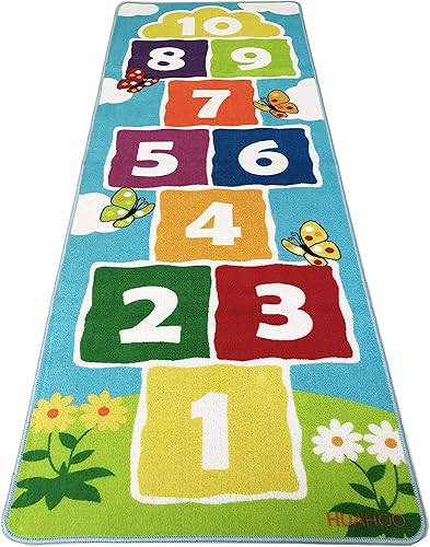 Hopscotch - Alfombra infantil para aula, decoración de sala de juegos, antideslizante, para niños y niñas, el mejor regalo de ducha