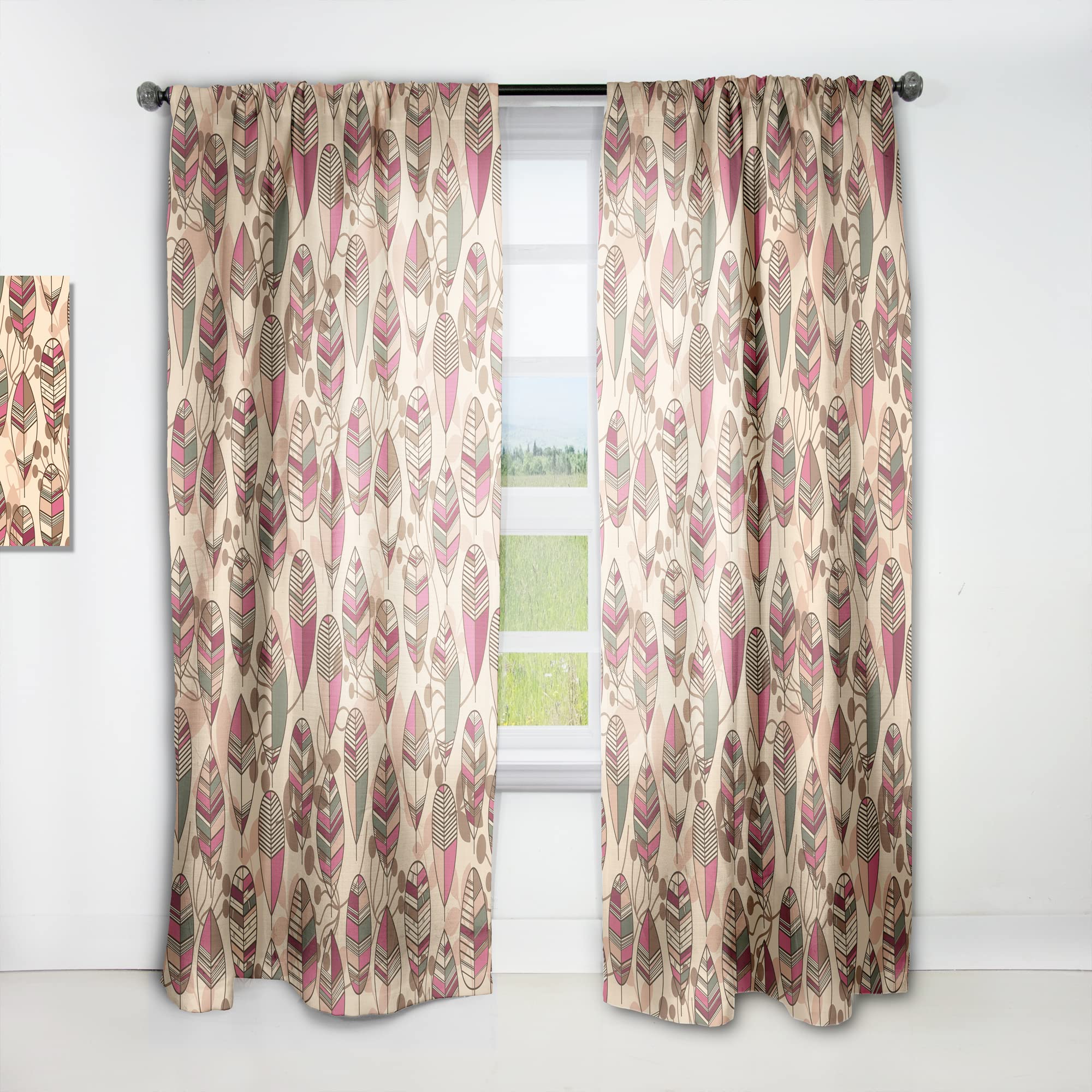 Rideaux fleurs automnales DesignQ en tissu haut de gamme au tombé lourd et finitions soignées