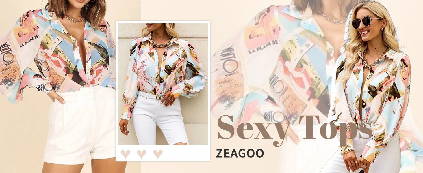 Zeagoo Striped Button Down Shirts for Women Casual Dress Blouses