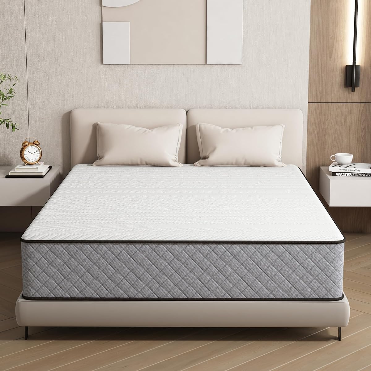 25CM Double Mattresses with Innerspring Hybrid Memory Foam, Double Size Mattress for Ultimate Support & Pressure Relief, Medium Firm Mattress in a Box (190x135x25CM)