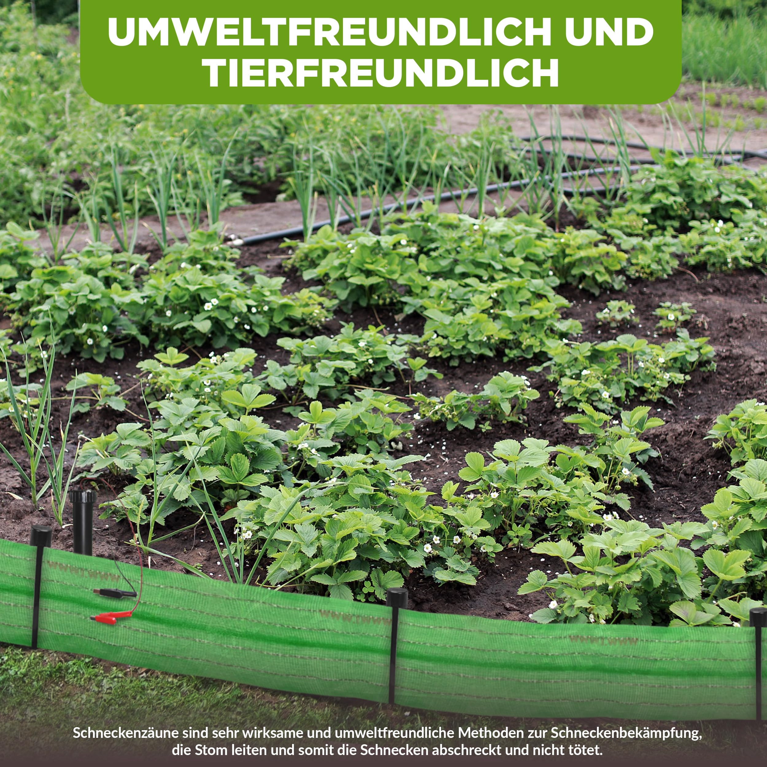 ISOTRONIC Schneckenzaun elektrisch 10m – batteriebetriebener Stromzaun zum Schutz vor Schnecken in Beeten & Hochbeeten – effektiver Schneckenschutz – umweltschonend & tierfreundlich – einfache Montage