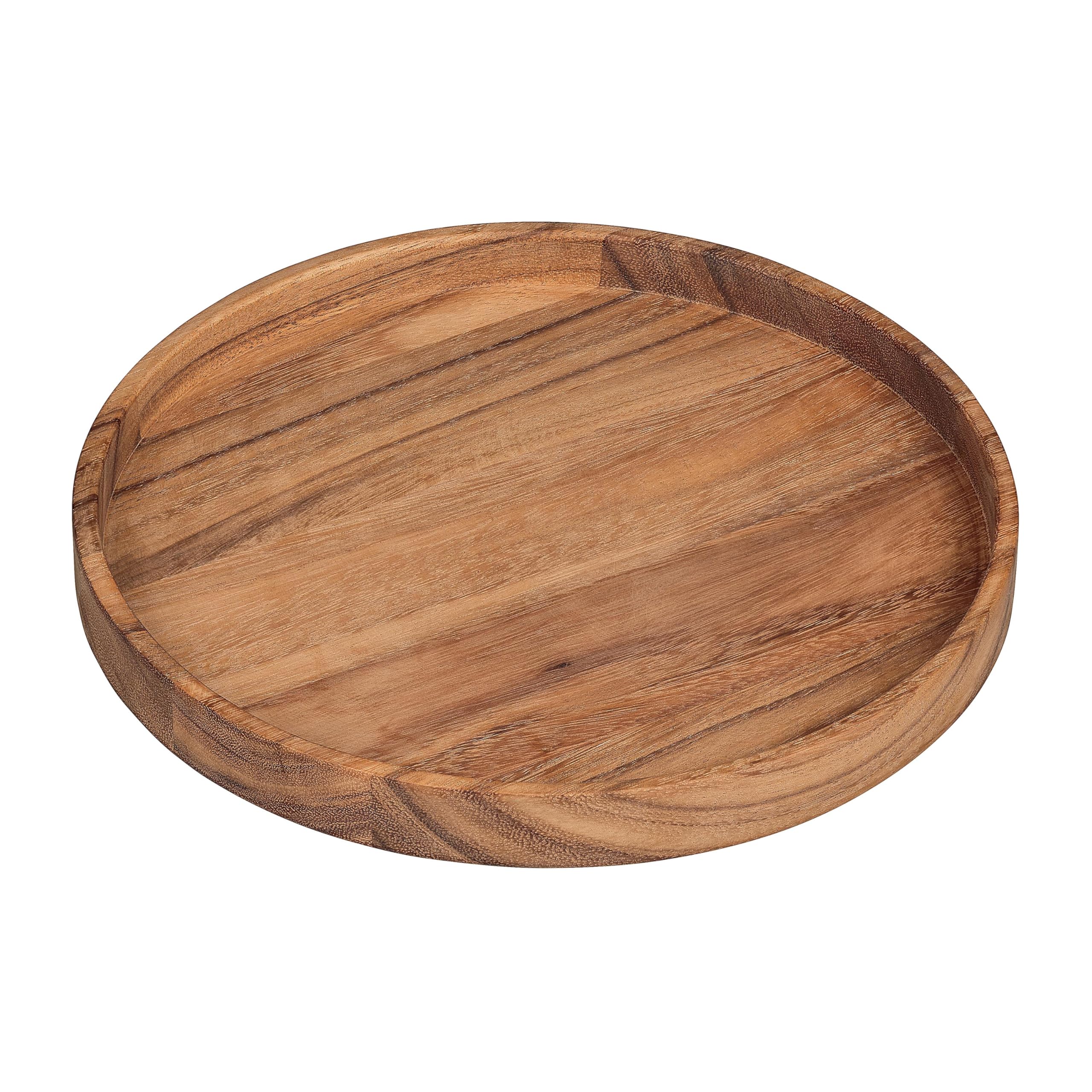 Tala Natural Wood Round Tray/Platter In Natural Acacia