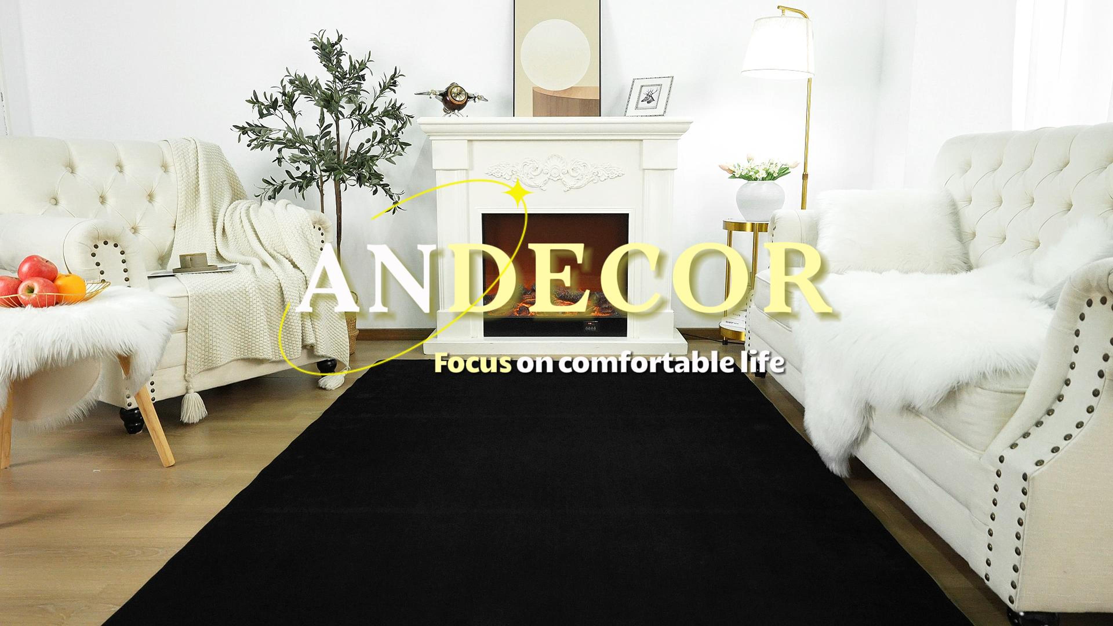 Tapete Andecor Soft 4x6 negro para dormitorio y sala miniatura 7