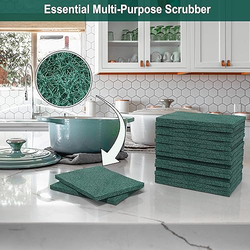 Miniatura 3 de Paquete de 100 estropajos resistentes de 3 x 4 pulgadas, almohadillas verdes para fregar, no rayan, a granel para cocina, platos, ollas, sartenes,