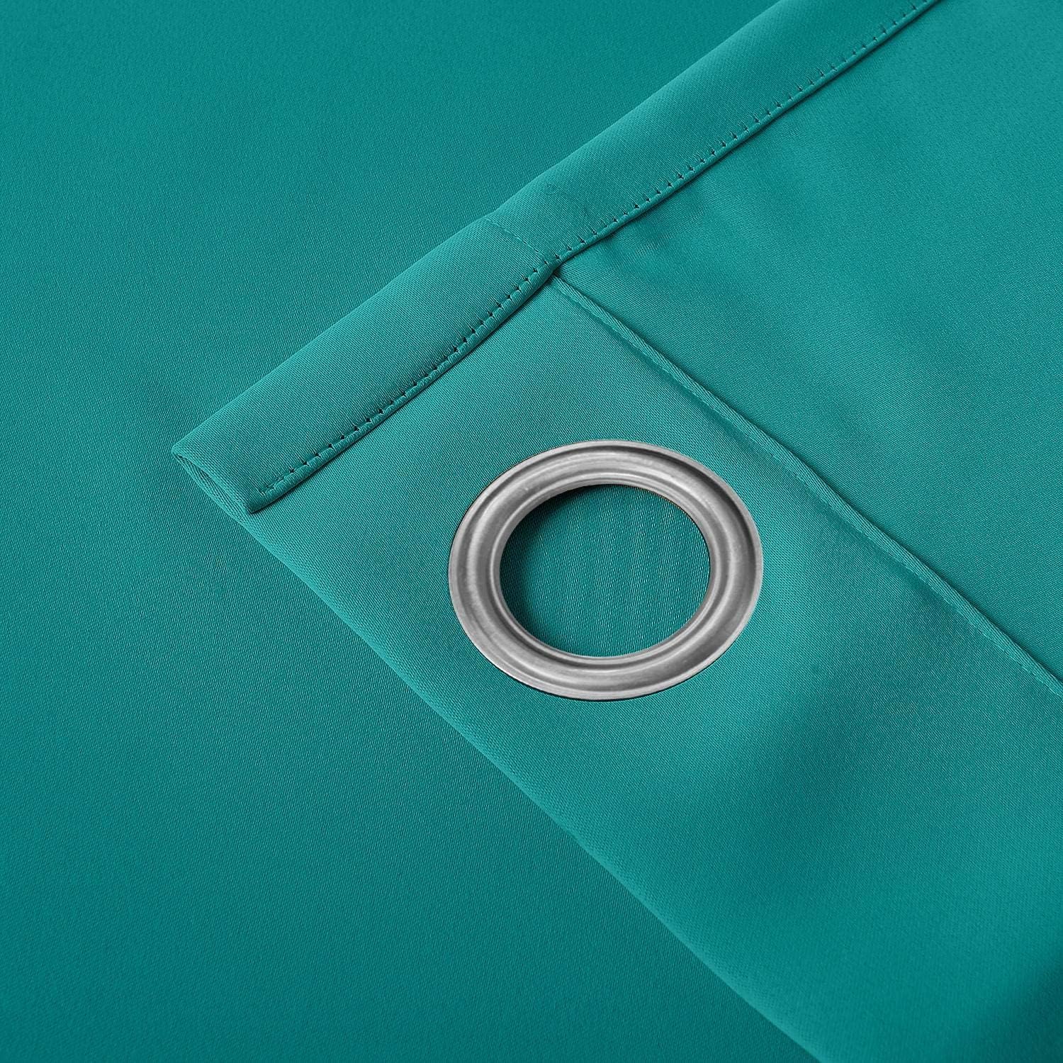 Drapifytex 84 Inches W by 96 Inches L Outdoor Curtain Turquoise Blackout Drapery Rustproof Aluminum Grommet (Both Top and Bottom) Drape, Patio Curtain (1 Panel)