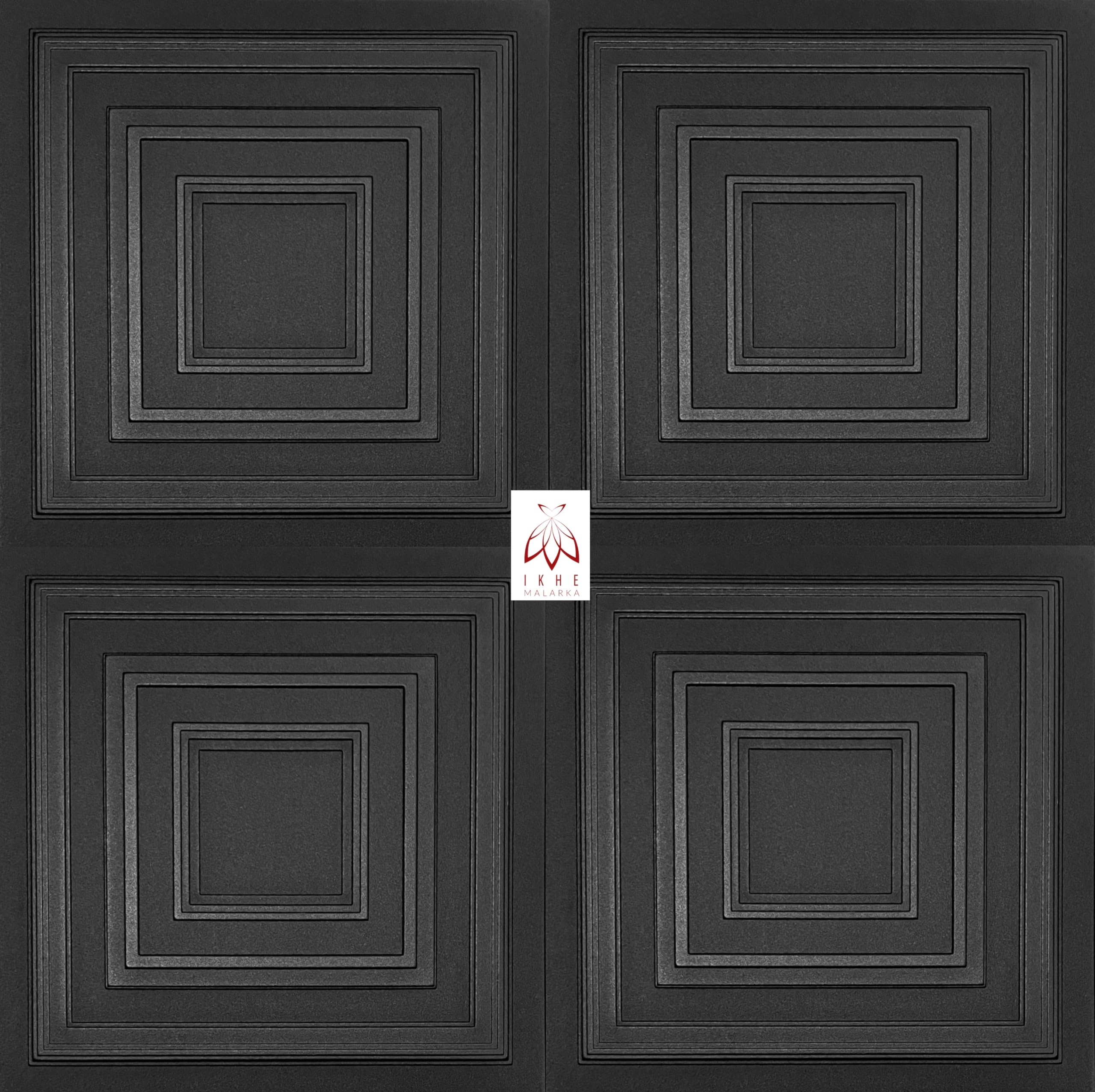 Lot de 40 panneaux 3D de 10 m² en polystyrène - 50 x 50 cm - Panneaux de plafond - Panneaux muraux - Décorations, plafonds - Revêtement mural - 2 à 3 mm d'épaisseur - polystyrène XPS 0831 - Noir