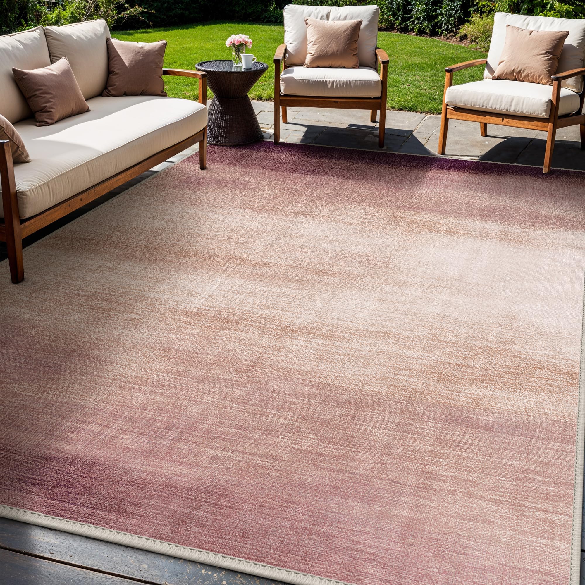 GENIMO Outdoor & Indoor Area Rug 8'x10', Waterproof, Non-Shedding, Easy Cleaning, Abstract Mat for Patio, Living Room, Balcony, Dining Room, Deck, RV,