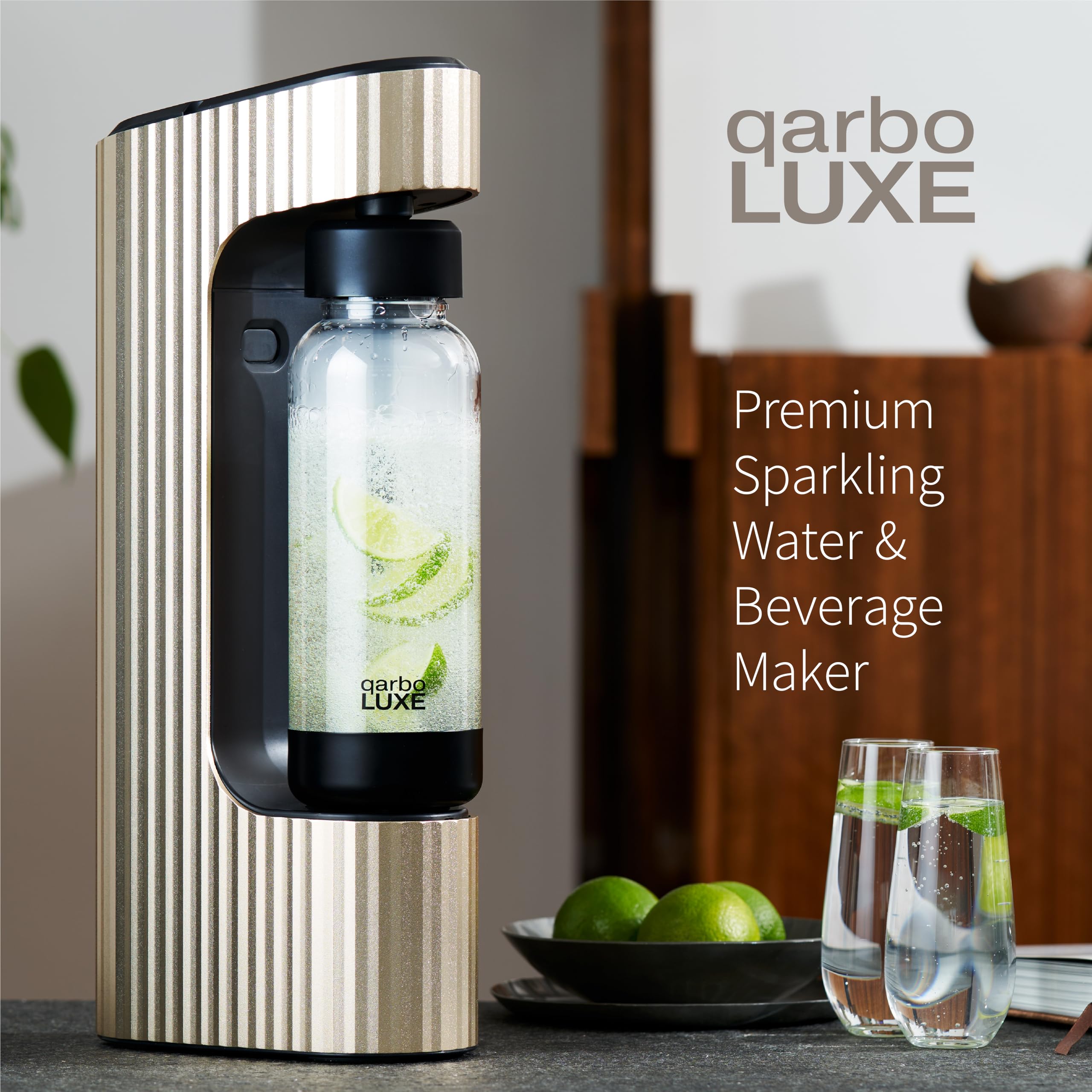 Twenty39 qarbo LUXE Machine à eau pétillante en métal de qualité supérieure – Gazéificateur de boissons gazeuses pour la maison, distributeur de boissons gazeuses et de seltz – Machine à gazéifier