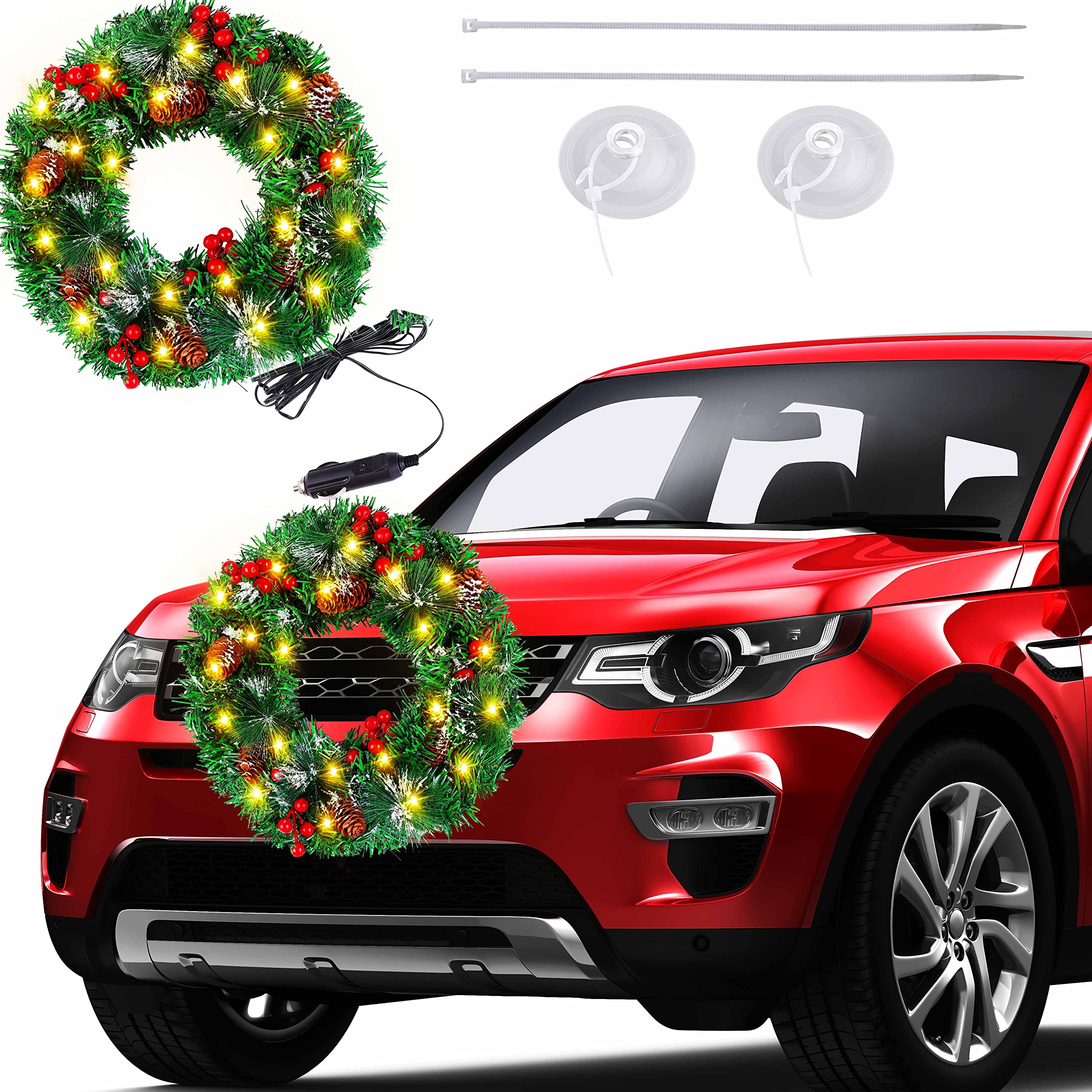 Christmas wreath truck grill Clearance