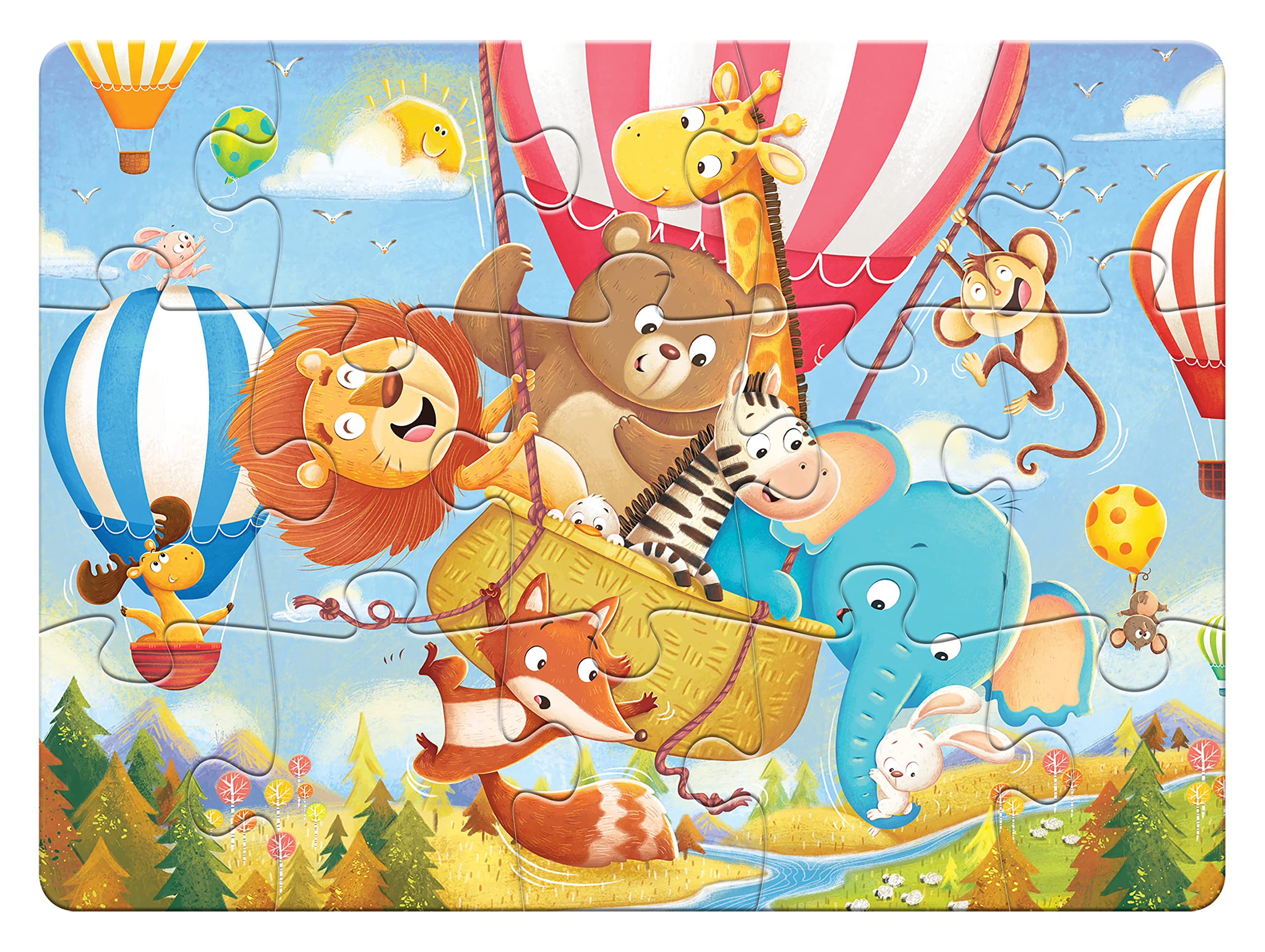 Frank Hot Air Balloon Party Floor Puzzle (15 Pieces) | Fun & Educational Toy for Kids 3+ Year Old | Enhances Imagination, Coordination, and Patience - for Focus and Memory - 15204