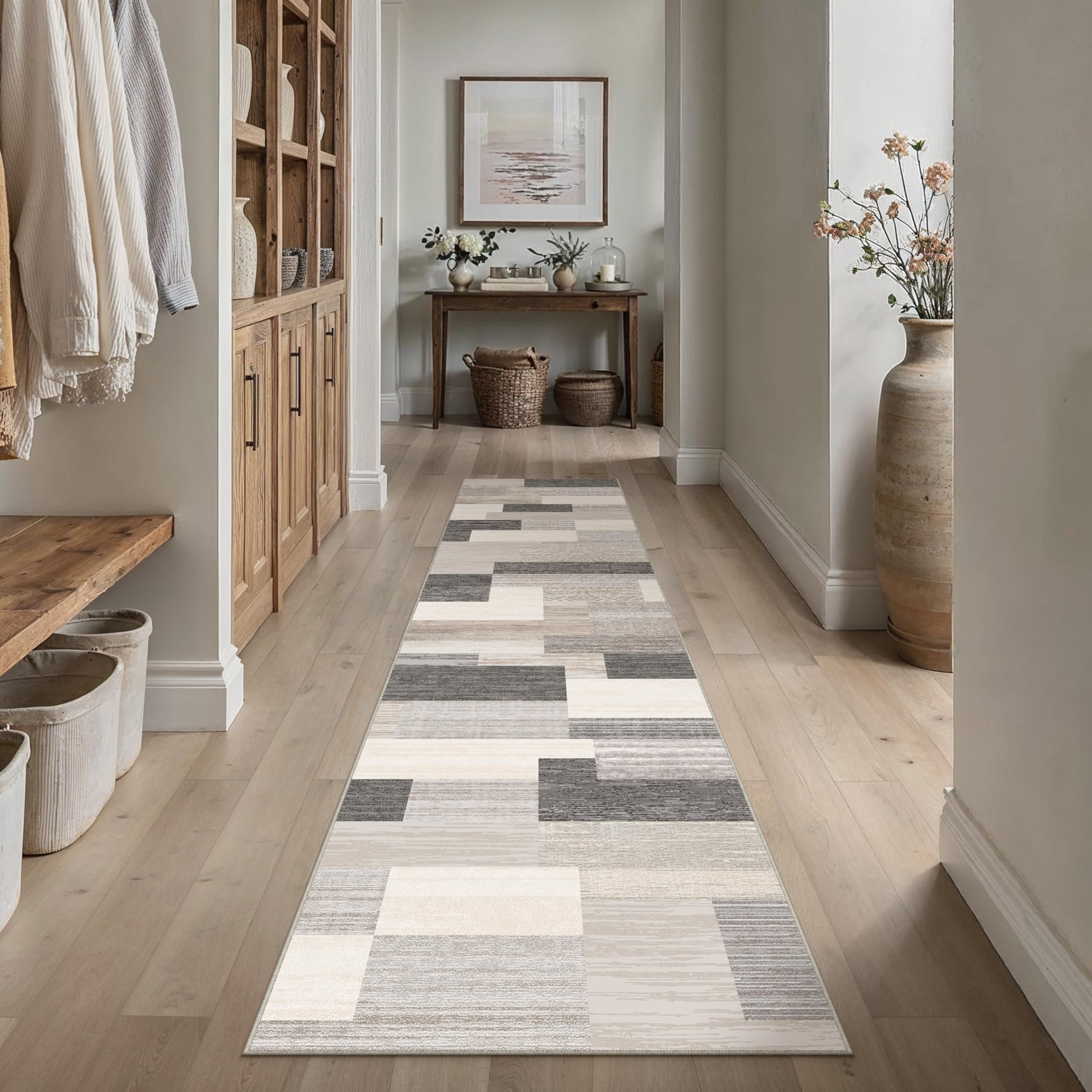 PureCozy Hallway Runner Rug 60x240cm Beige Washable Carpet Runners โ image 1